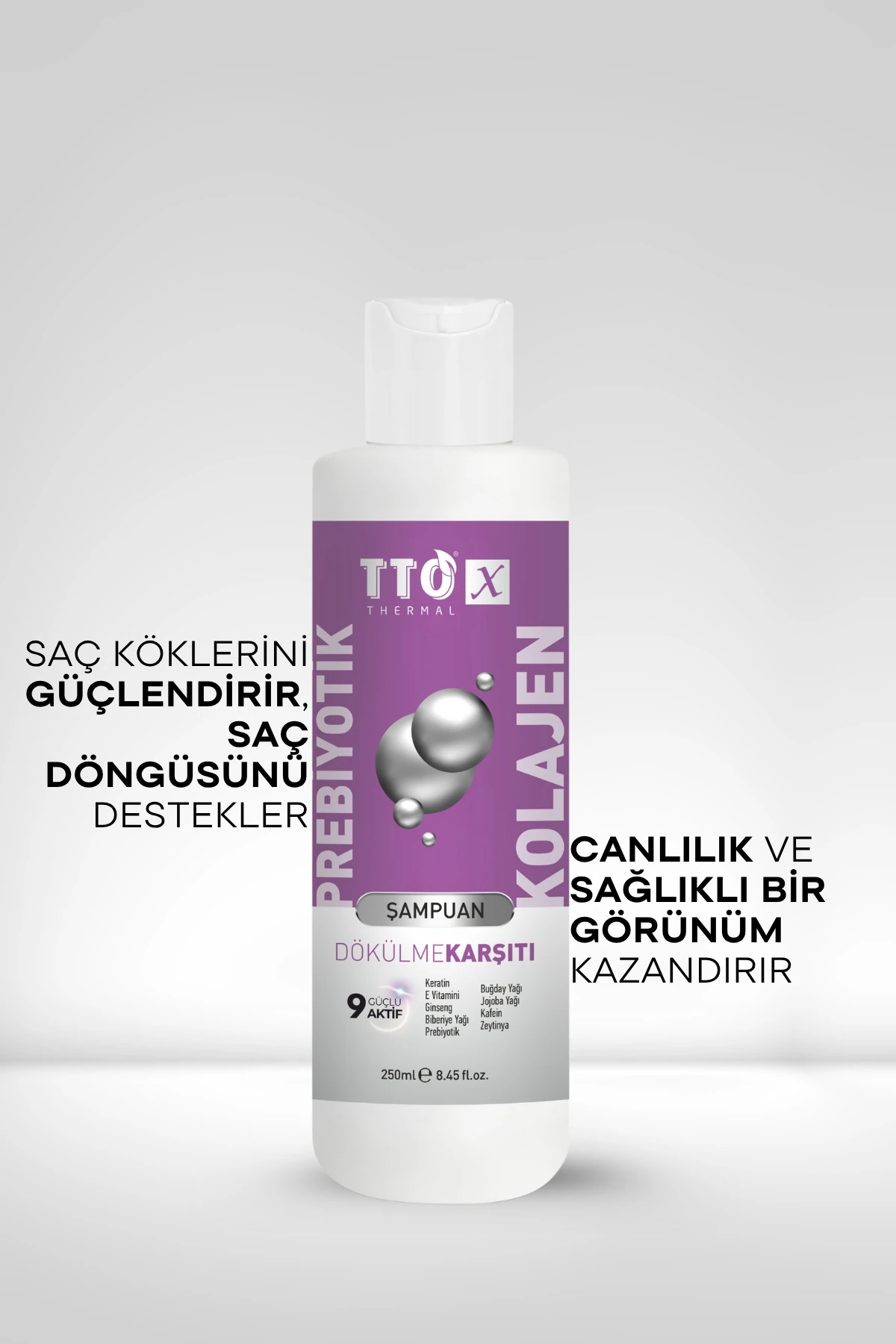 TTO-X Prebiyotik & Kolajen Dökülme Karşıtı Şampuan 250ml - Onarıcı ve Güçlendirici