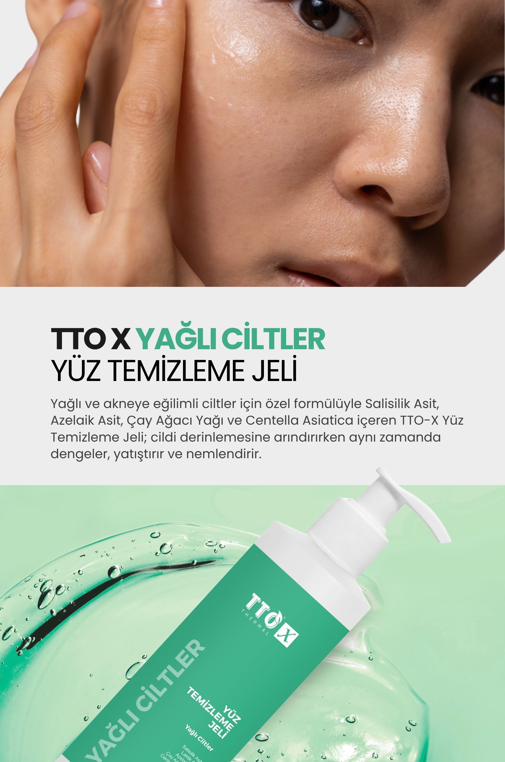 TTO-X Yüz Temizleme Jeli – Yağlı Ciltler 200 ml