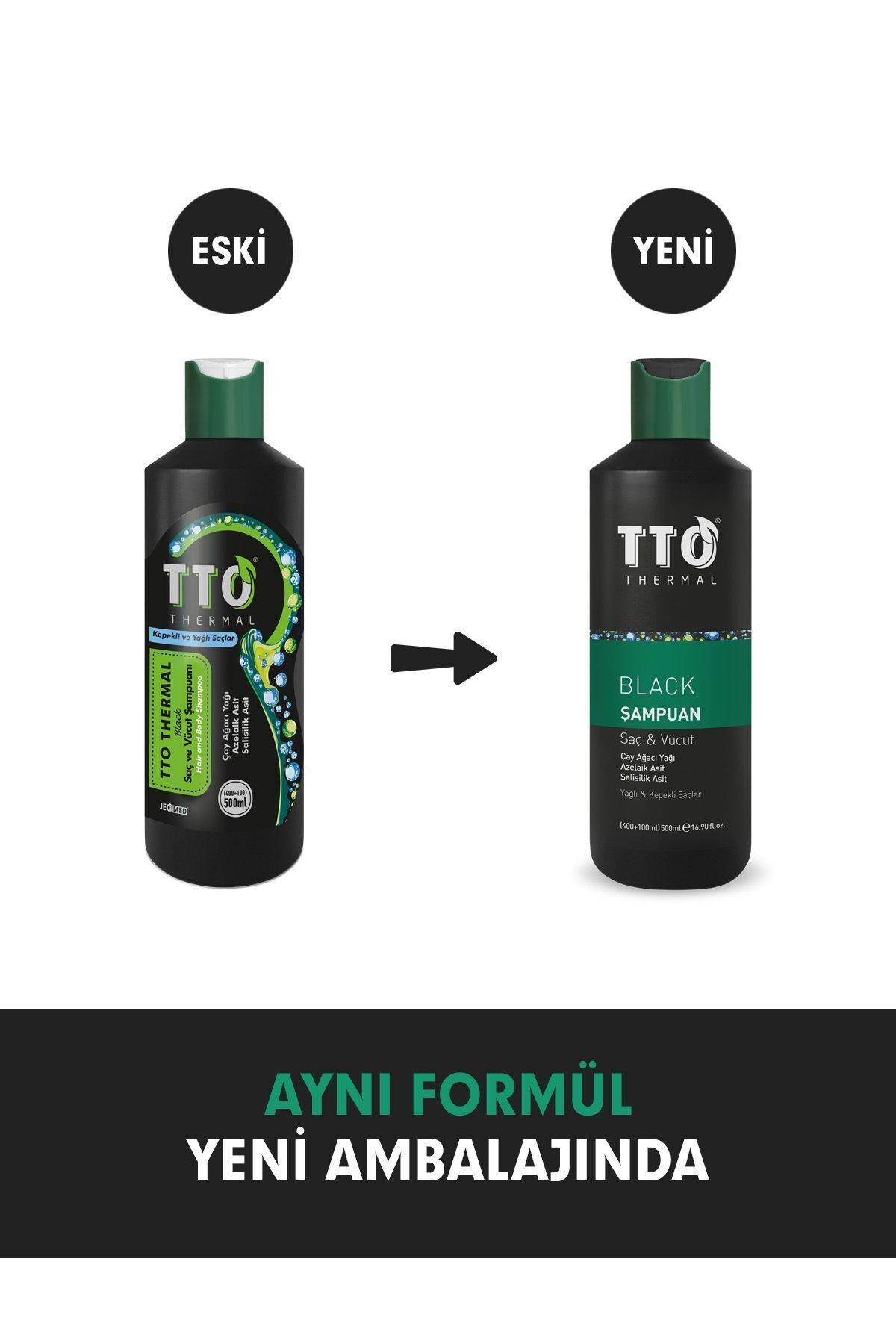 TTO Saç Ve Vücut Şampuanı 400 + 100 Ml Black ( Çay Ağacı Yağı / Tea Tree Oıl)