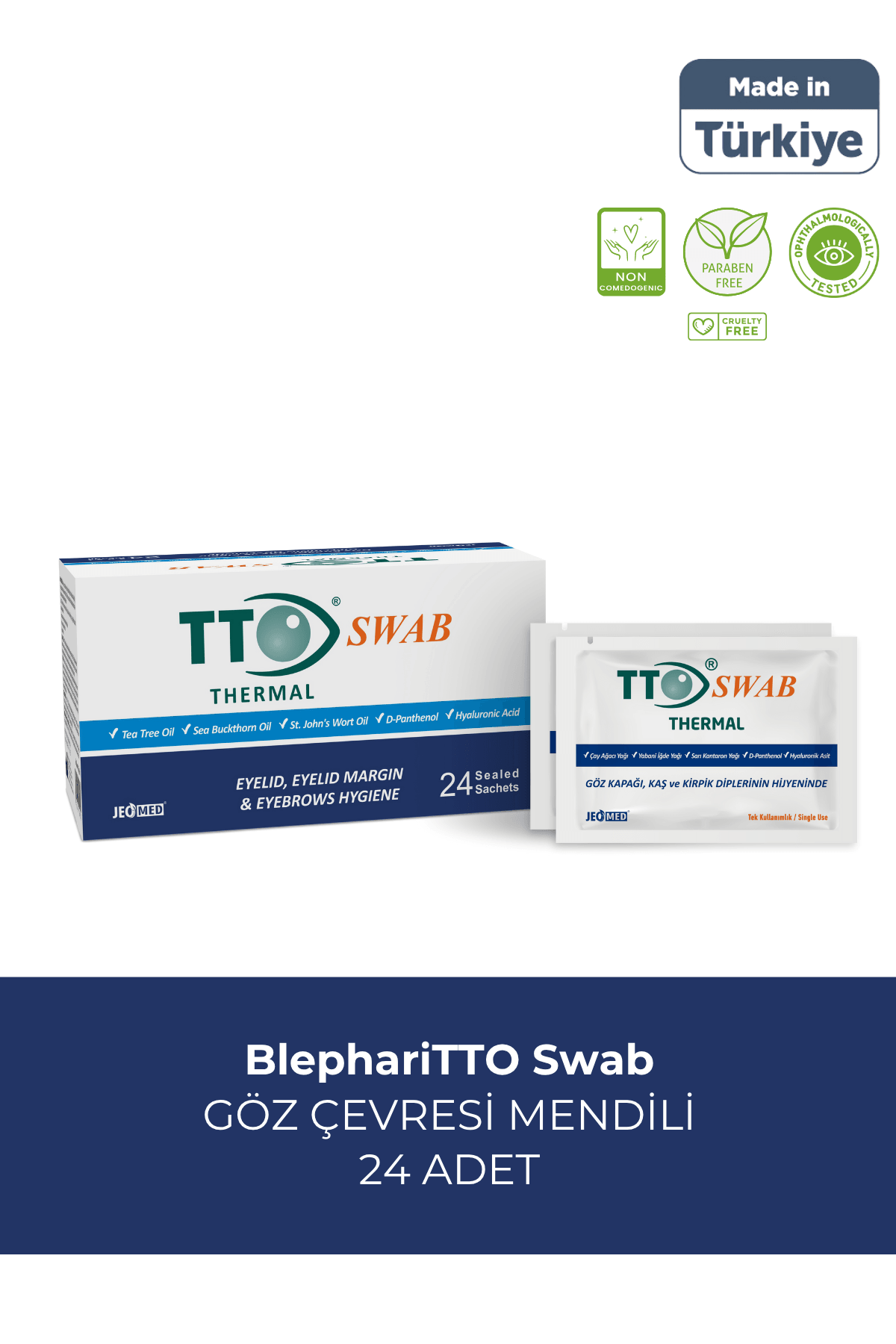 TTO Swab Göz Mendili 24’lü (ÇAY AĞACI YAĞI / TEA TREE OİL)