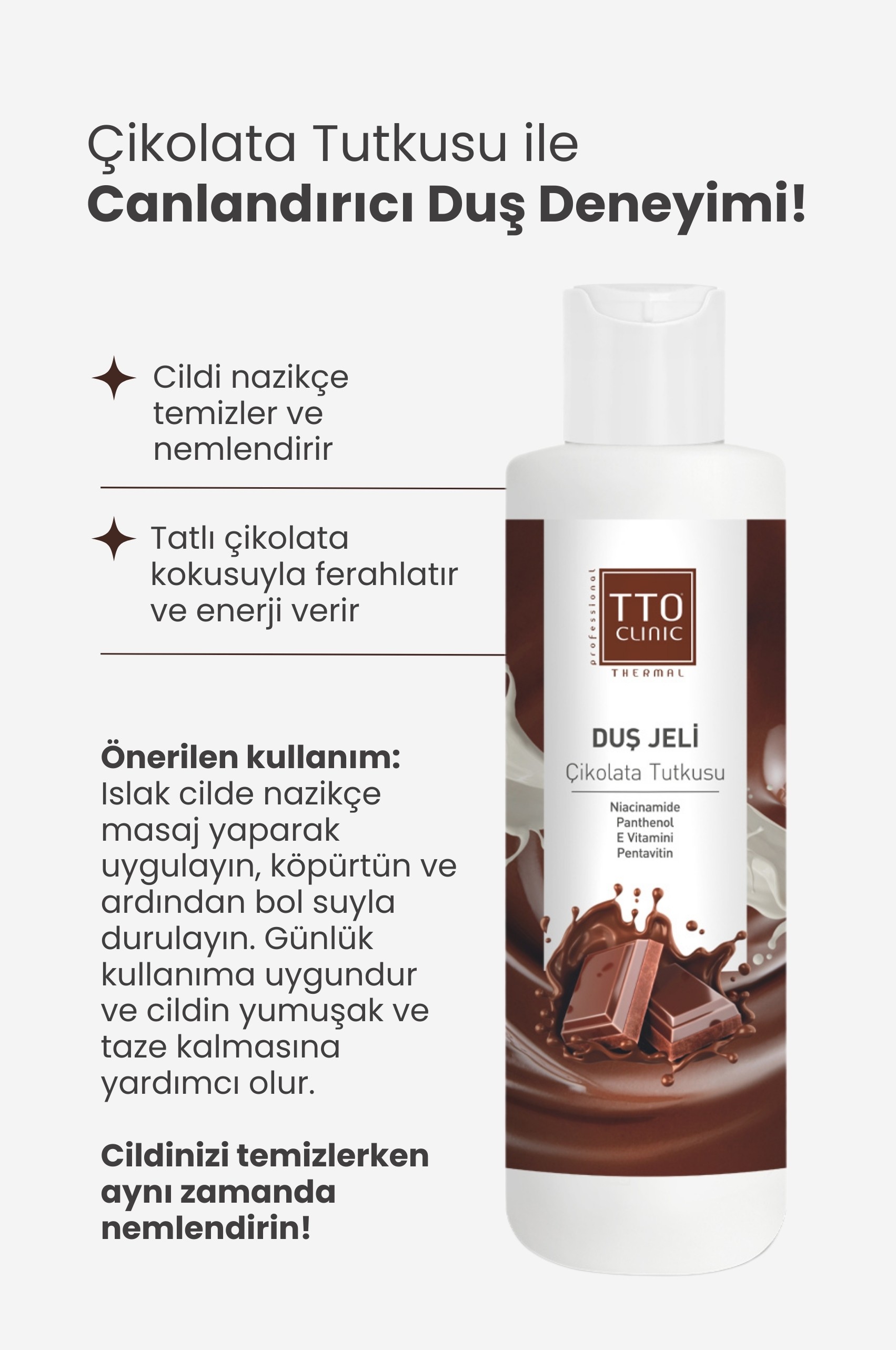 TTO Clinic Çikolata Tutkusu Duş Jeli Panthenol İle Cildinizi Onarın