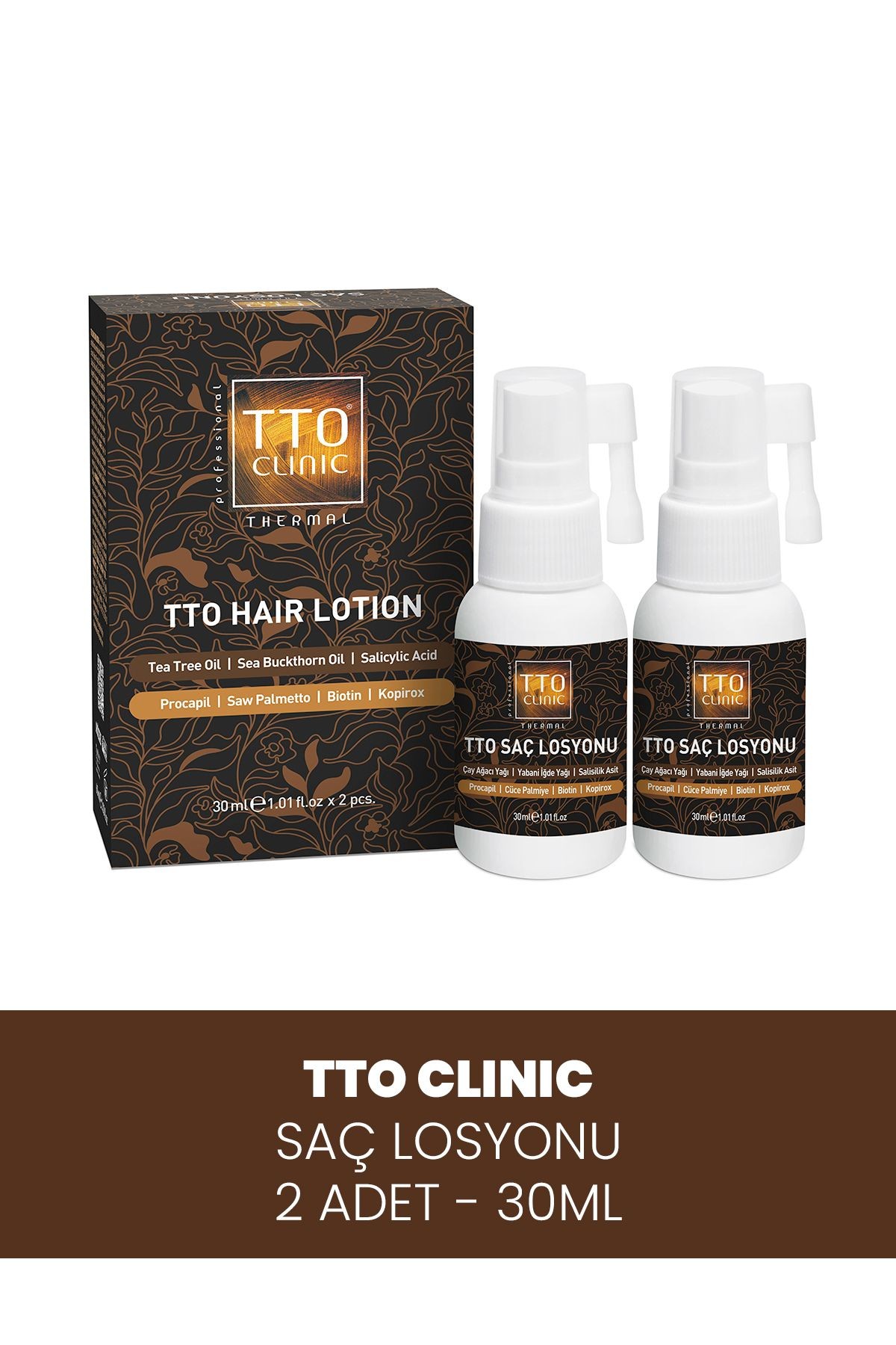 TTO Clınıc Güçlendirici & Dökülme Karşıtı Saç Losyonu 30mlx2adet ( Çay Ağacı Yağı / Tea Tree Oil )