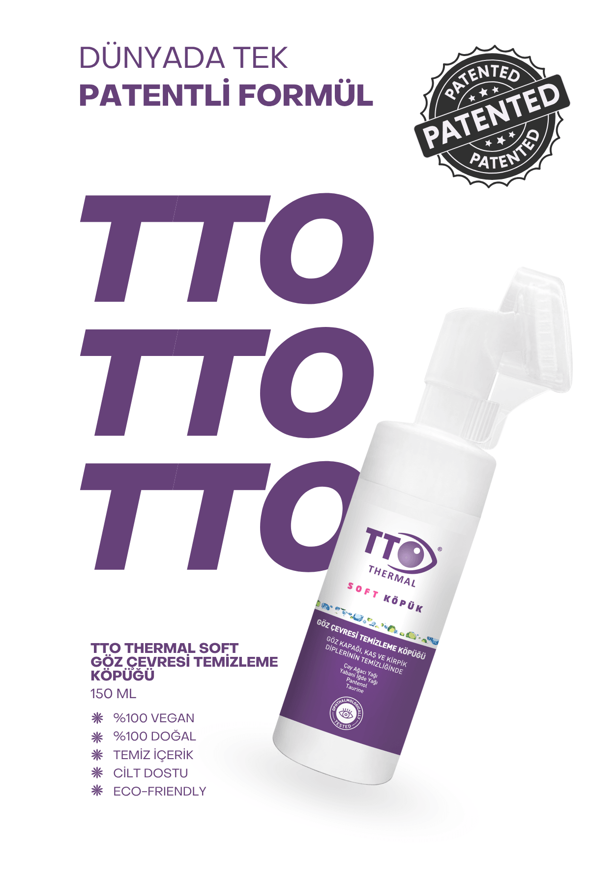 TTO Soft Göz Çevresi Temizleme Köpüğü 150 Ml Aplikatörlü ( Çay Ağacı Yağı / Tea Tree Oil )