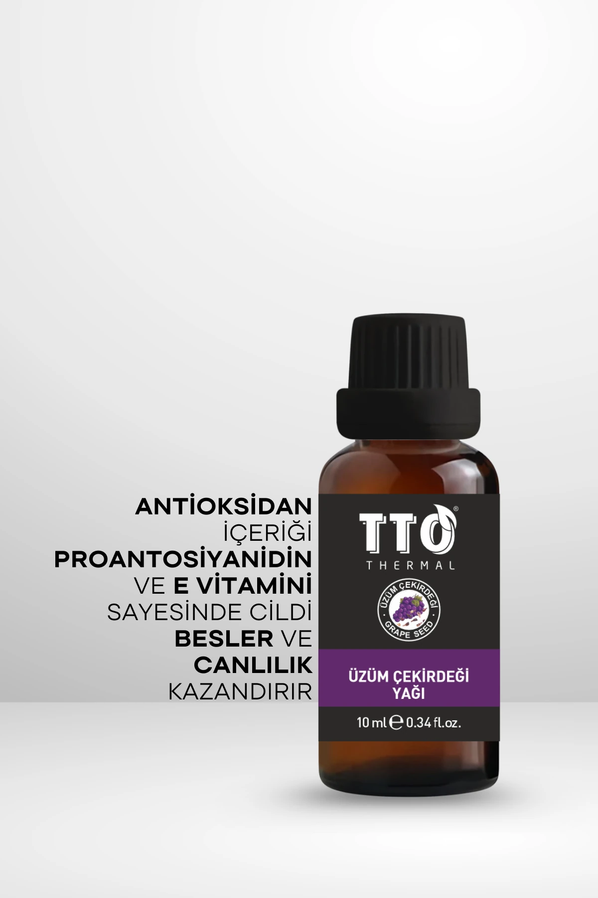 TTO Thermal Üzüm Çekirdeği Yağı 10 ml – Antioksidan, Besleyici ve Yenileyici Doğal Cilt Bakım Yağı