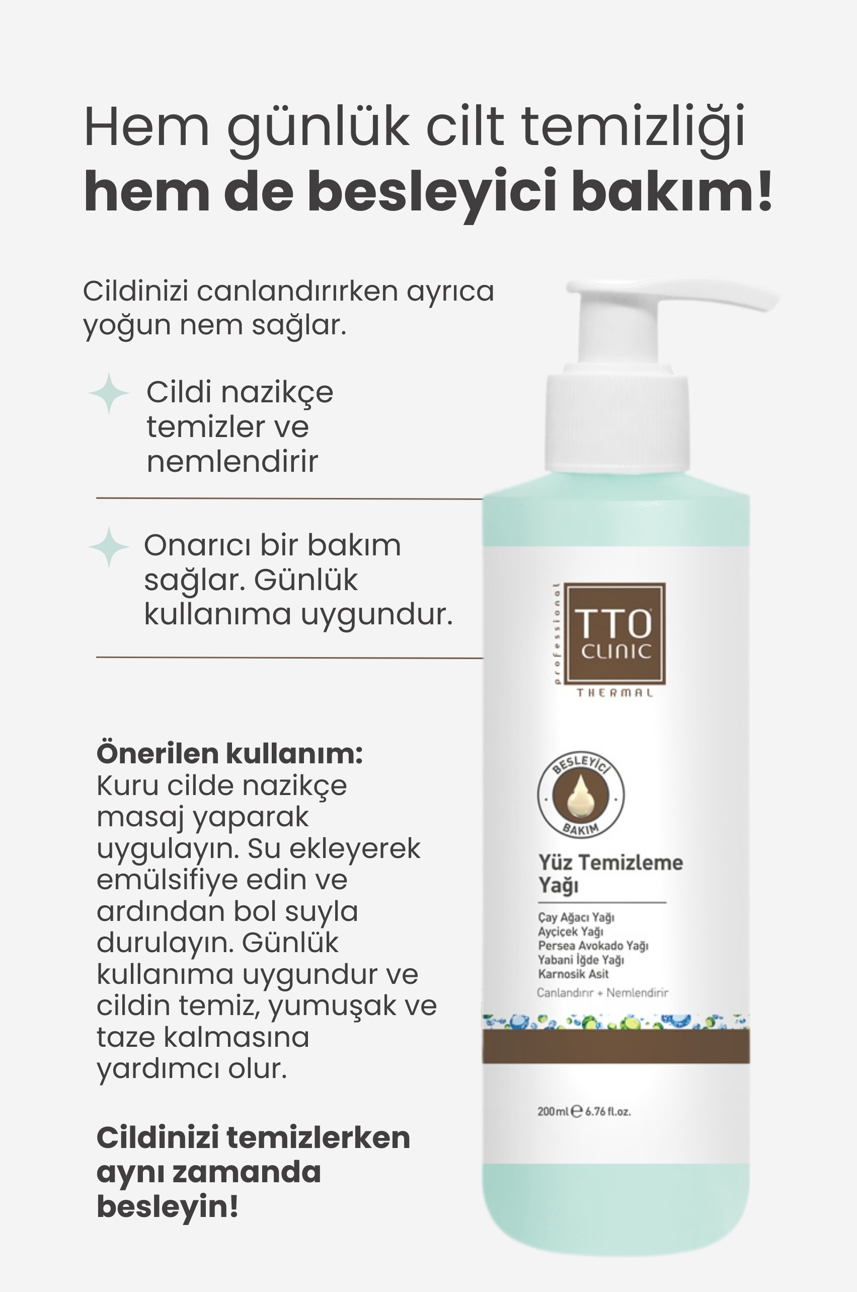 Clınıc Yüz Temizleme Yağ (ÇAY AĞACI YAĞ VE AVOKADO YAĞ ÖZLÜ ÖZEL FORMÜL)