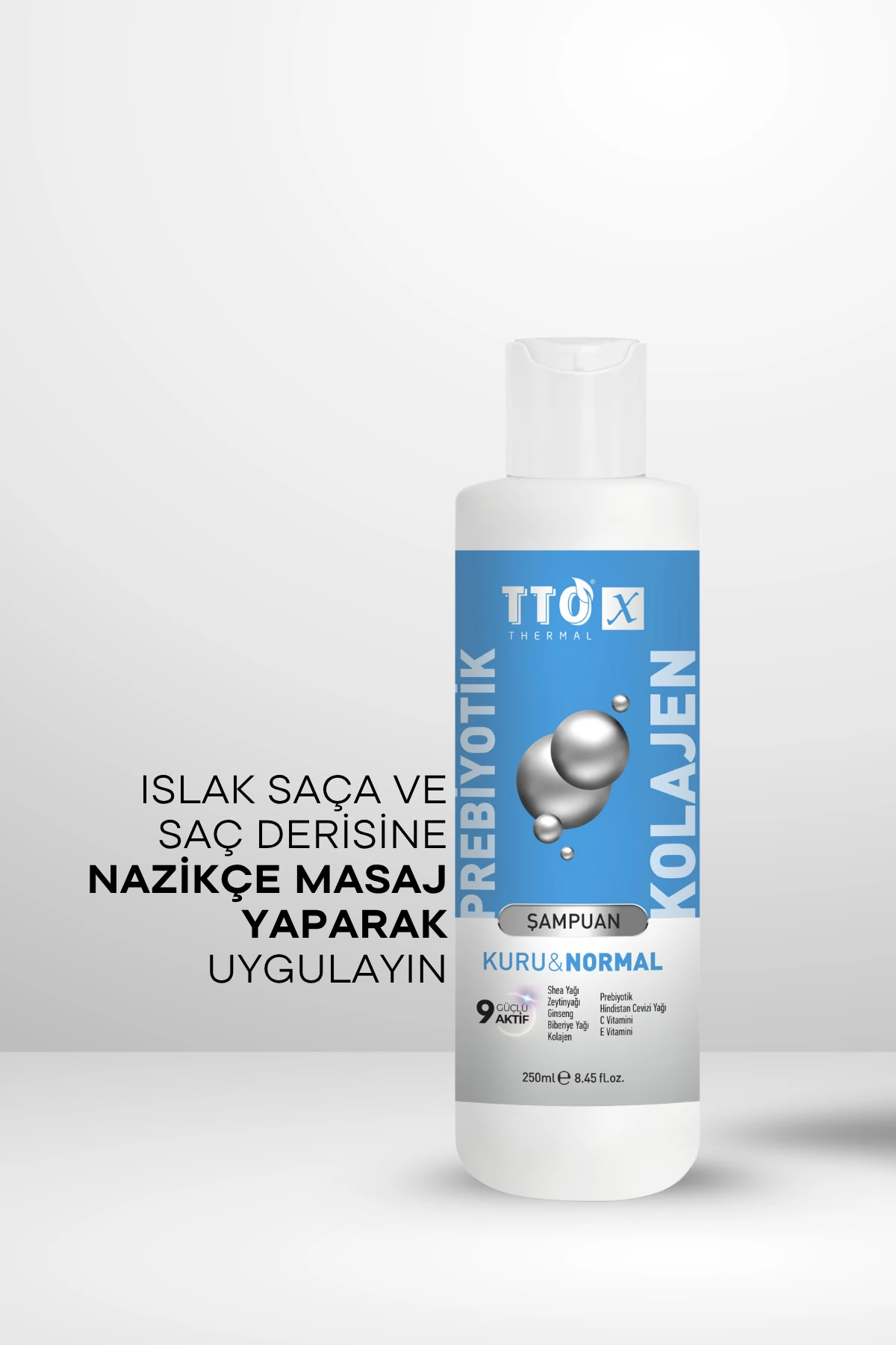 TTO-X Prebiyotik & Kolajen Kuru ve Normal Saçlar Şampuan 250ml (Glycerin,Maltodextrin,Triethanolamine)