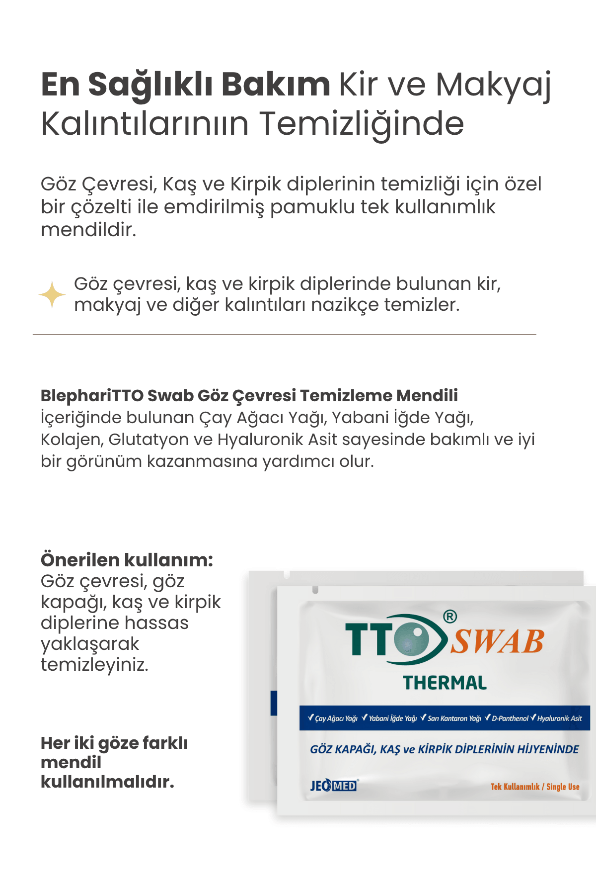 TTO Swab Göz Mendili 24’lü (ÇAY AĞACI YAĞI / TEA TREE OİL)