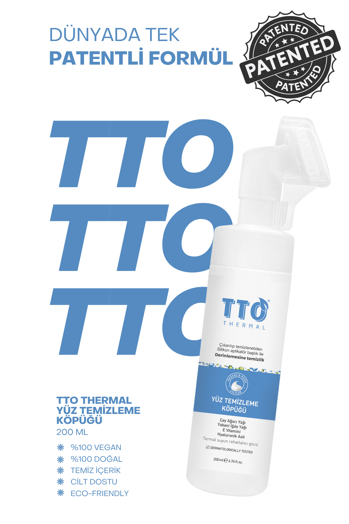 TTO Yüz Temizleme Köpüğü 200 Ml ( Aplikatörlü ) (Çay Ağacı Yağı / Tea Tree Oil )