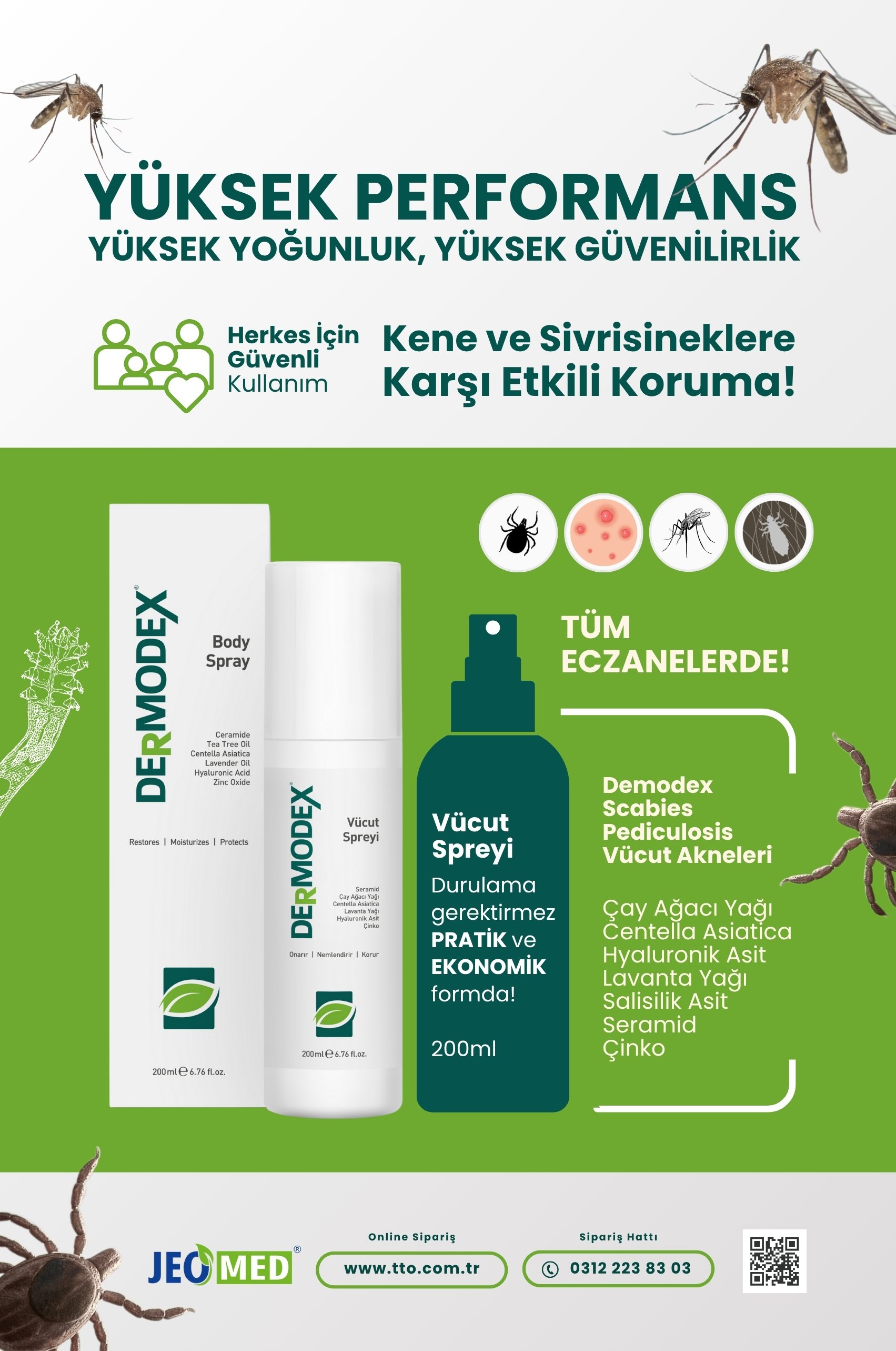 TTO Dermodex Vücut Spreyi – Çay Ağacı Yağı & Salisilik Asit – 200 ml