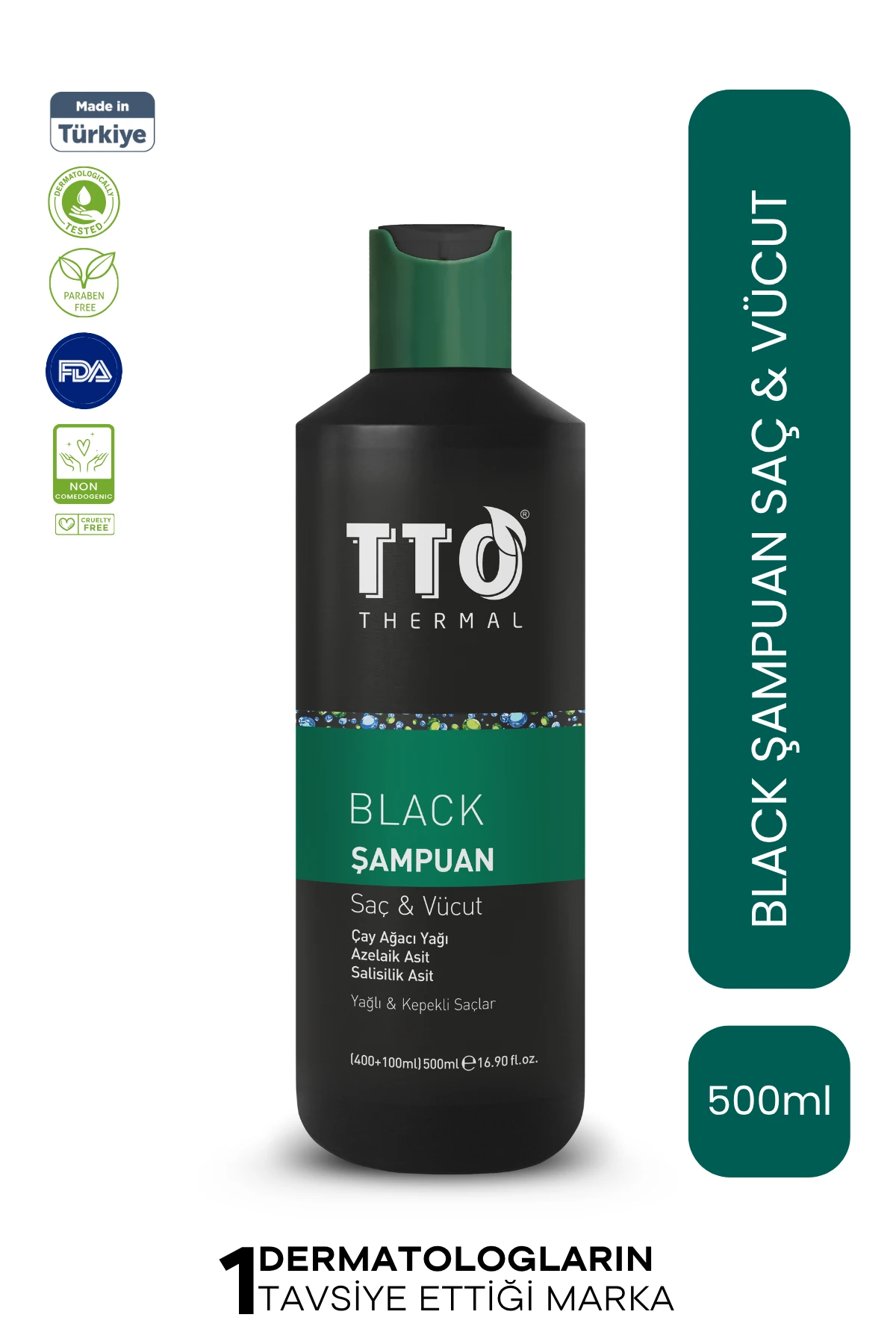 TTO Thermal Black Saç ve Vücut Şampuan(400 ml + 100 ml) – Derin Temizlik & Canlandırıcı Bakım