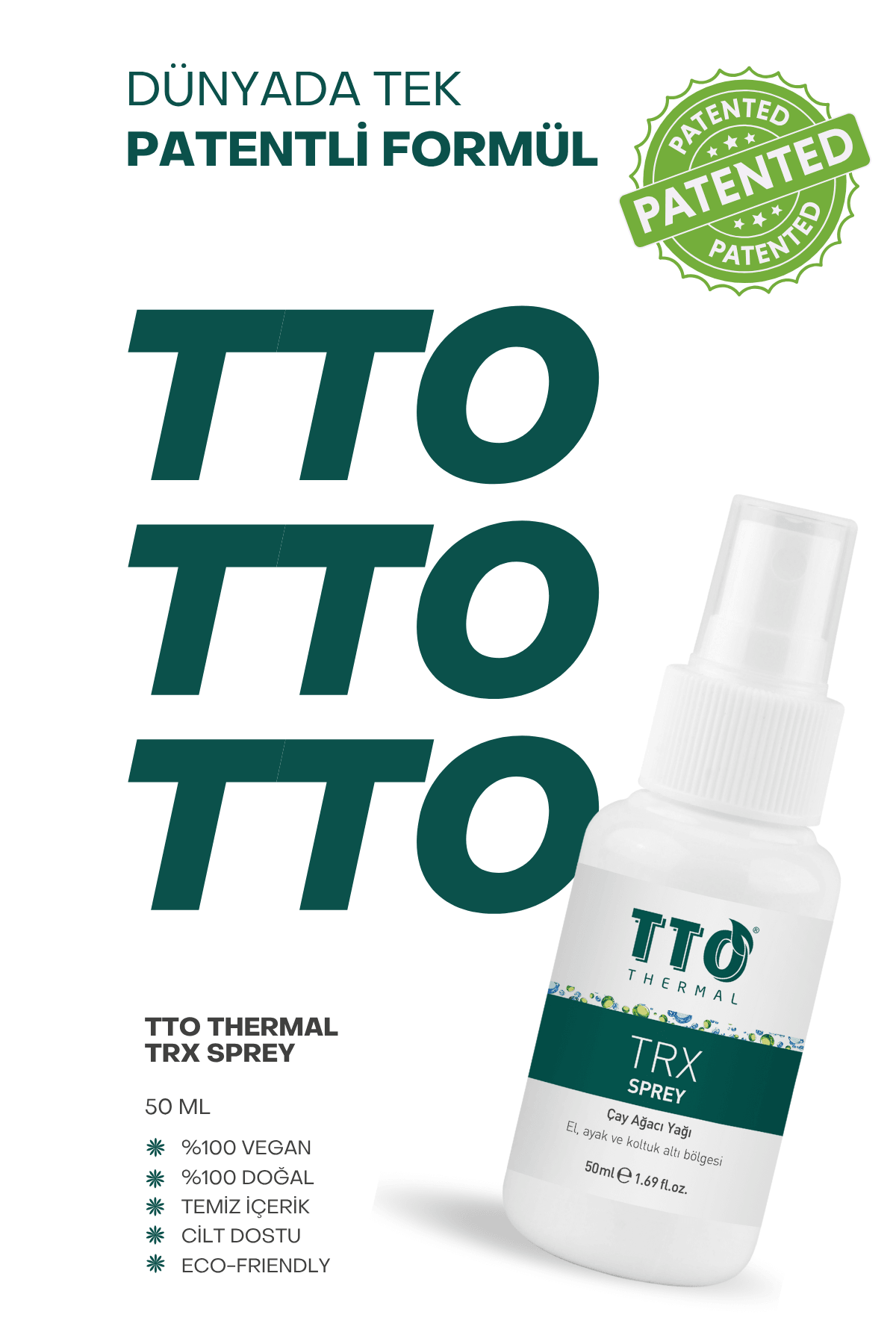 TRX El, Ayak ve Koltuk Altı Terleme Önleyici Sprey 50 ml – Çay Ağacı Yağlı