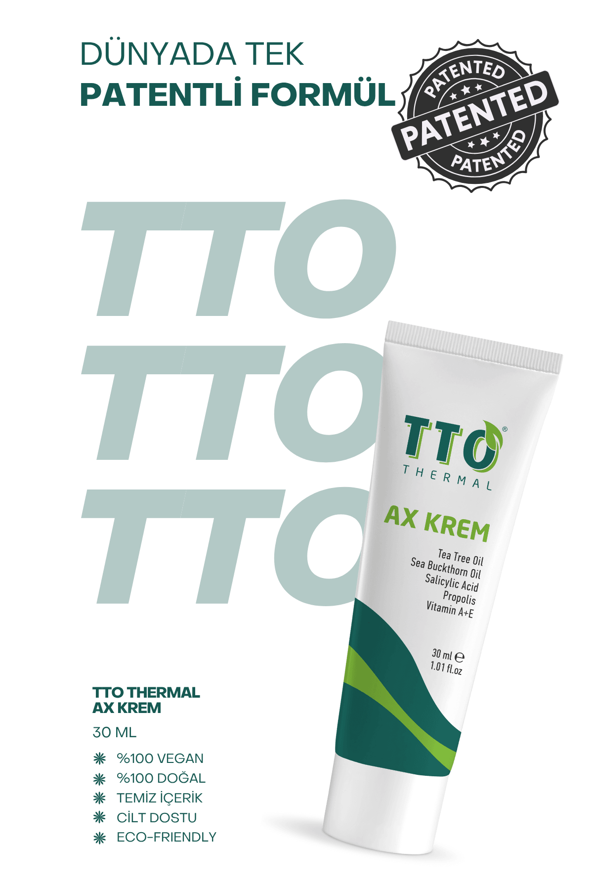 TTO AX Akne Krem 30 ml – Çay Ağacı Yağlı