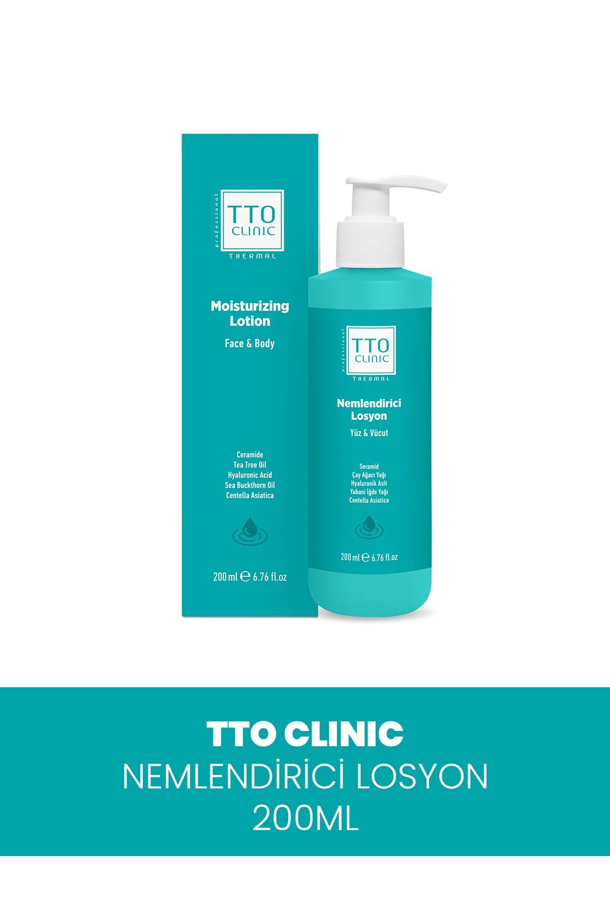 TTO Clinic Nemlendirici Losyon 200ml (Seramid / Çay Ağacı / Yağ  Centelle )