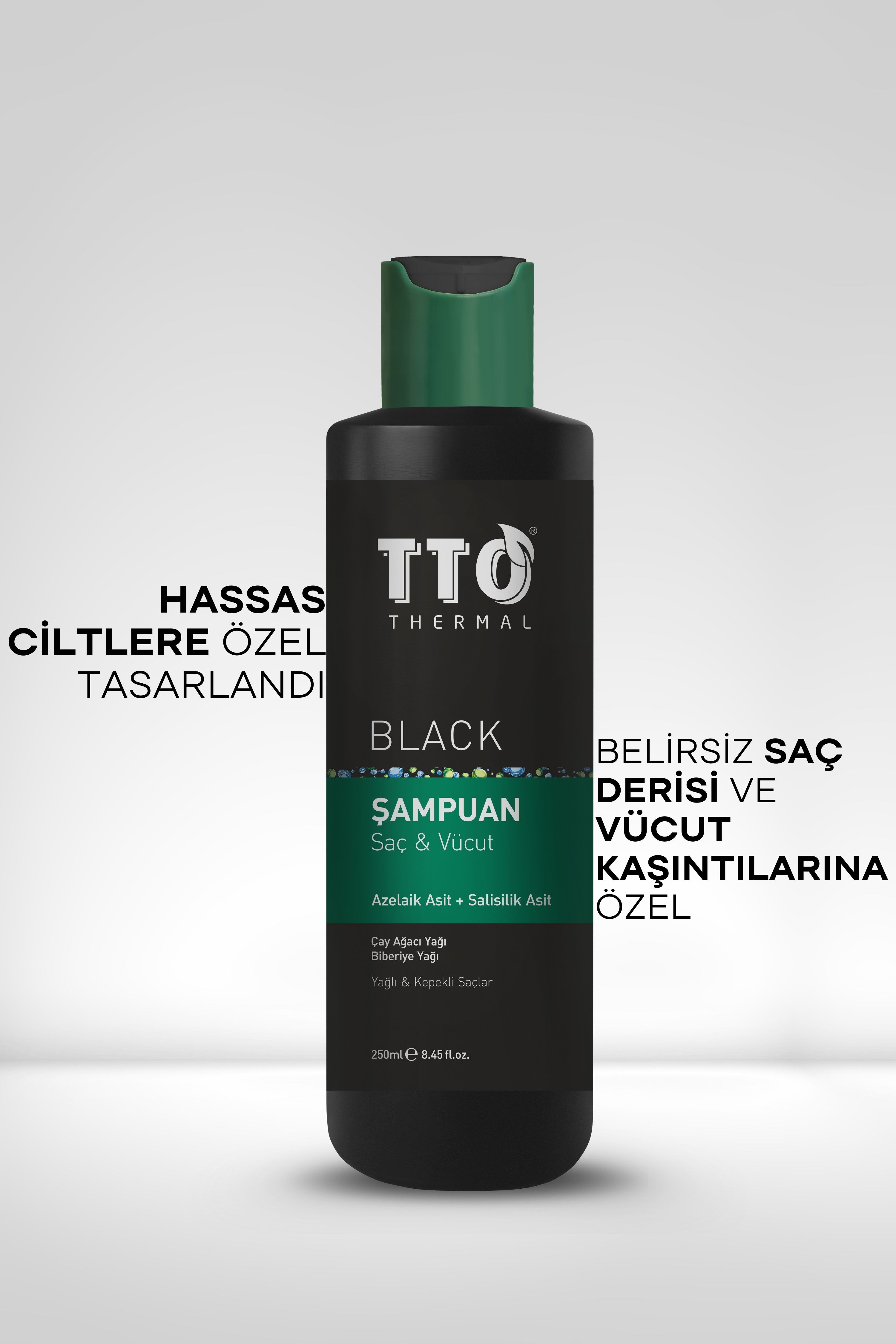 TTO Thermal Black Arındırıcı Bitkisel Şampuan 250 ml – Kepek Karşıtı & Yağ Dengeleyici