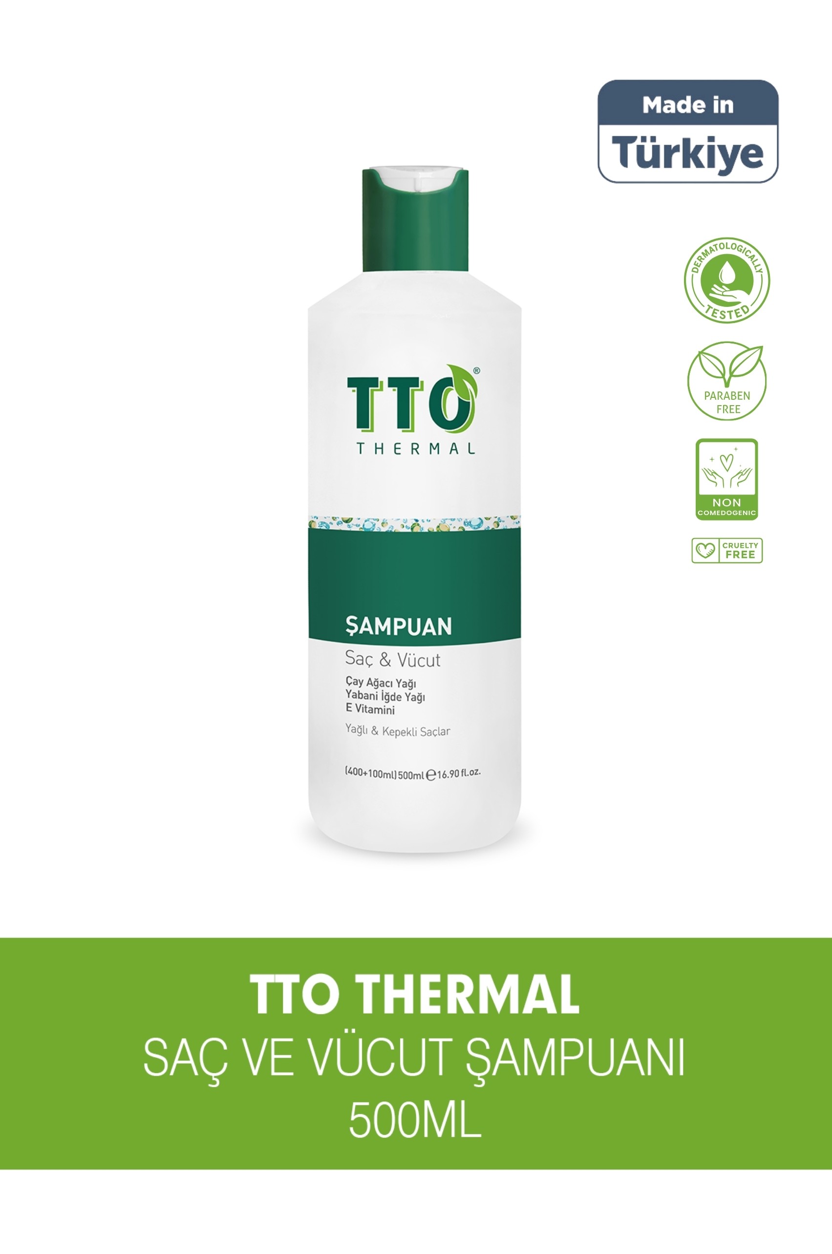 TTO Saç Ve Vücut Şampuanı 500 ml Beyaz (Çay Ağacı Yağı / Tea Tree Oil )