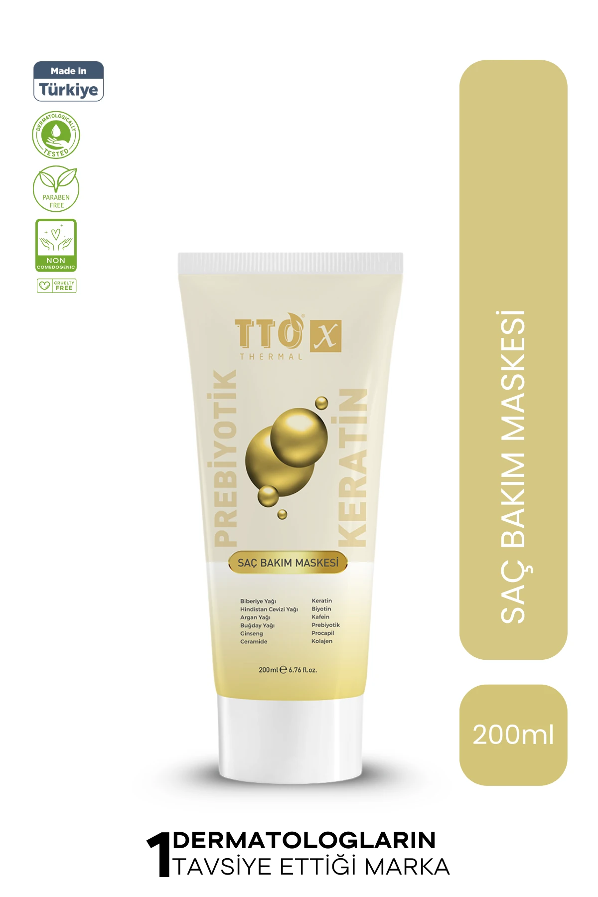 TTO X Prebiyotik Saç Bakım Maskesi – Biberiye, Keratin, Argan Yağı, Biyotin