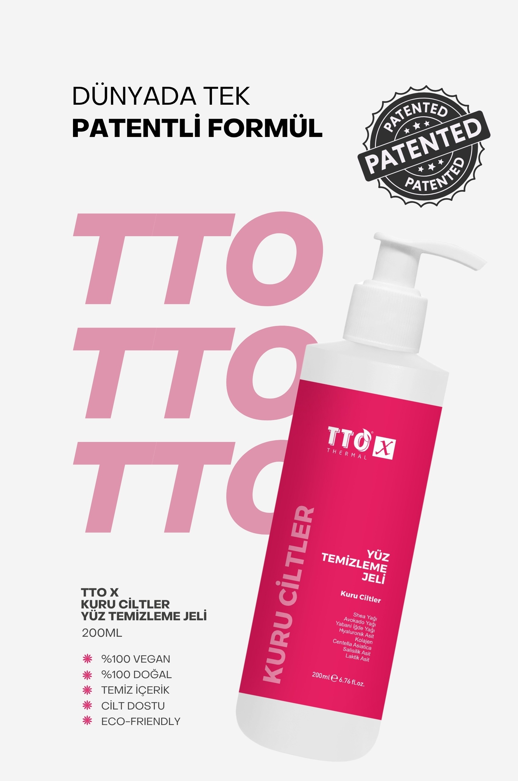 TTO-X Yüz Temizleme Jeli – Kuru Ciltler 200 ml