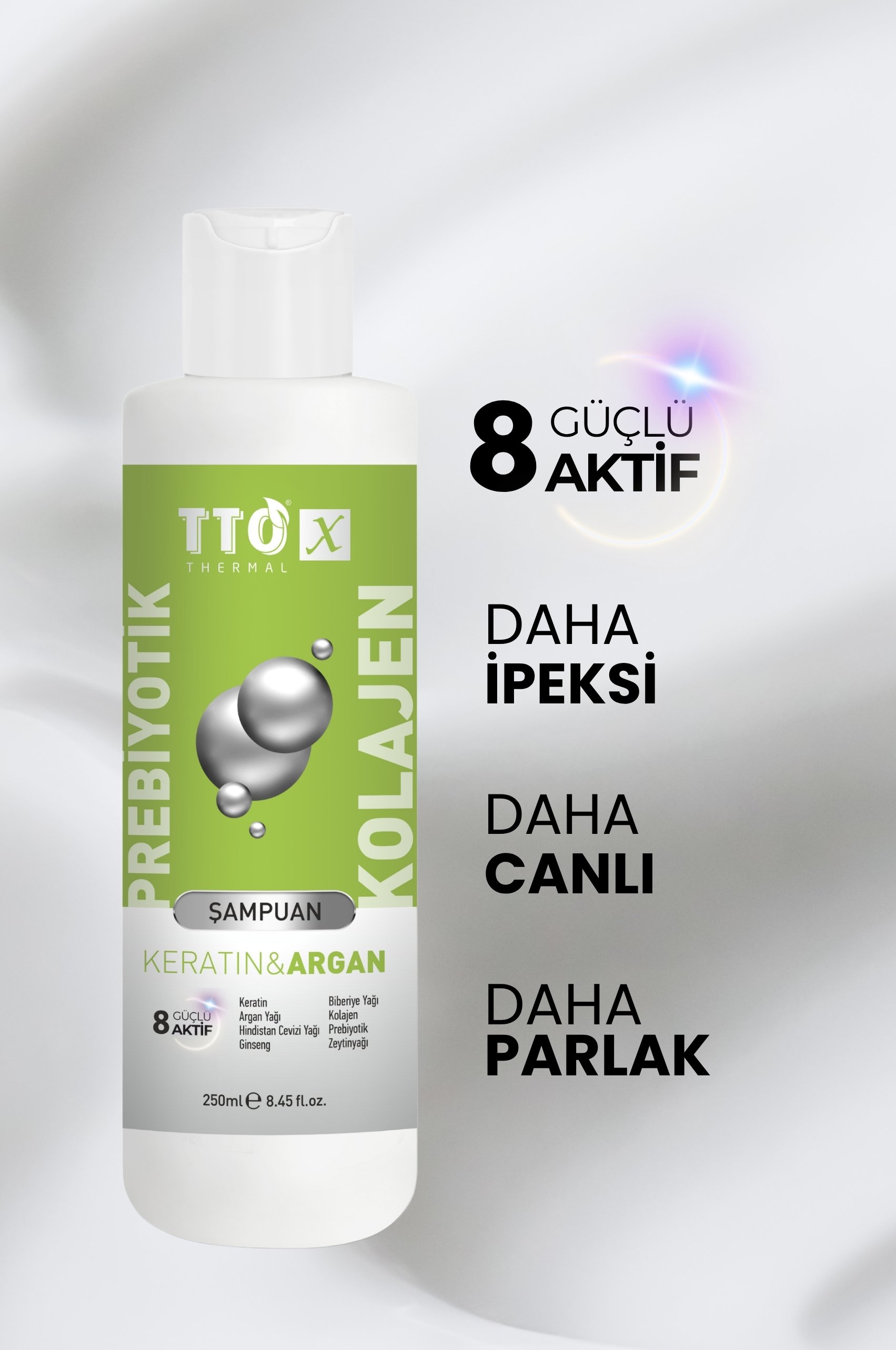 TTO-X Prebiyotik & Kolajen Keratin ve Argan 250ml ( Cocamidopropyl,Butyrospermum,Niacinamide,)