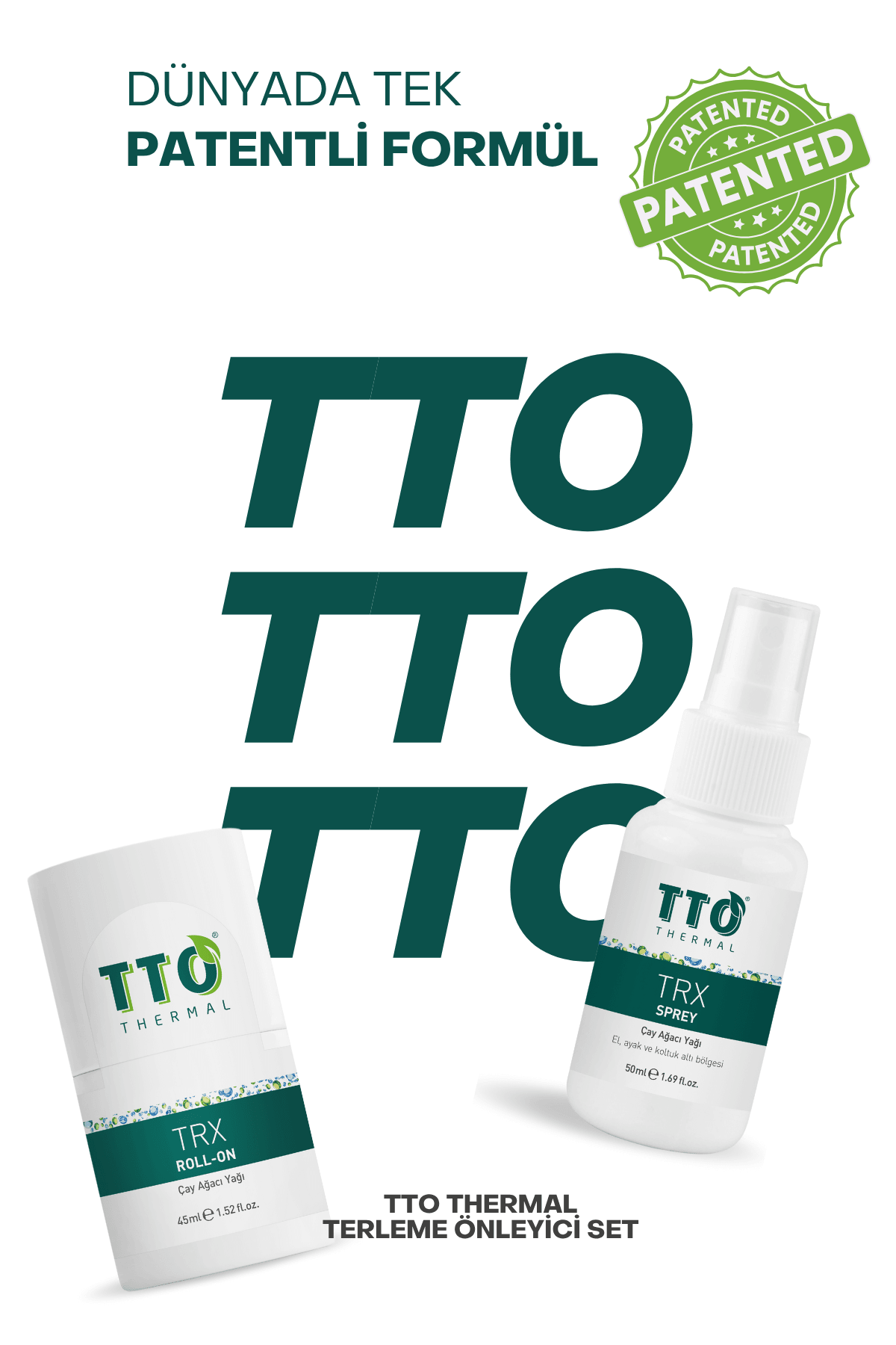 TTO Trx Sprey Ve Roll-on Paketi Terleme Önleyici(ÇAY AĞACI YAĞI / TEA TREE OIL)