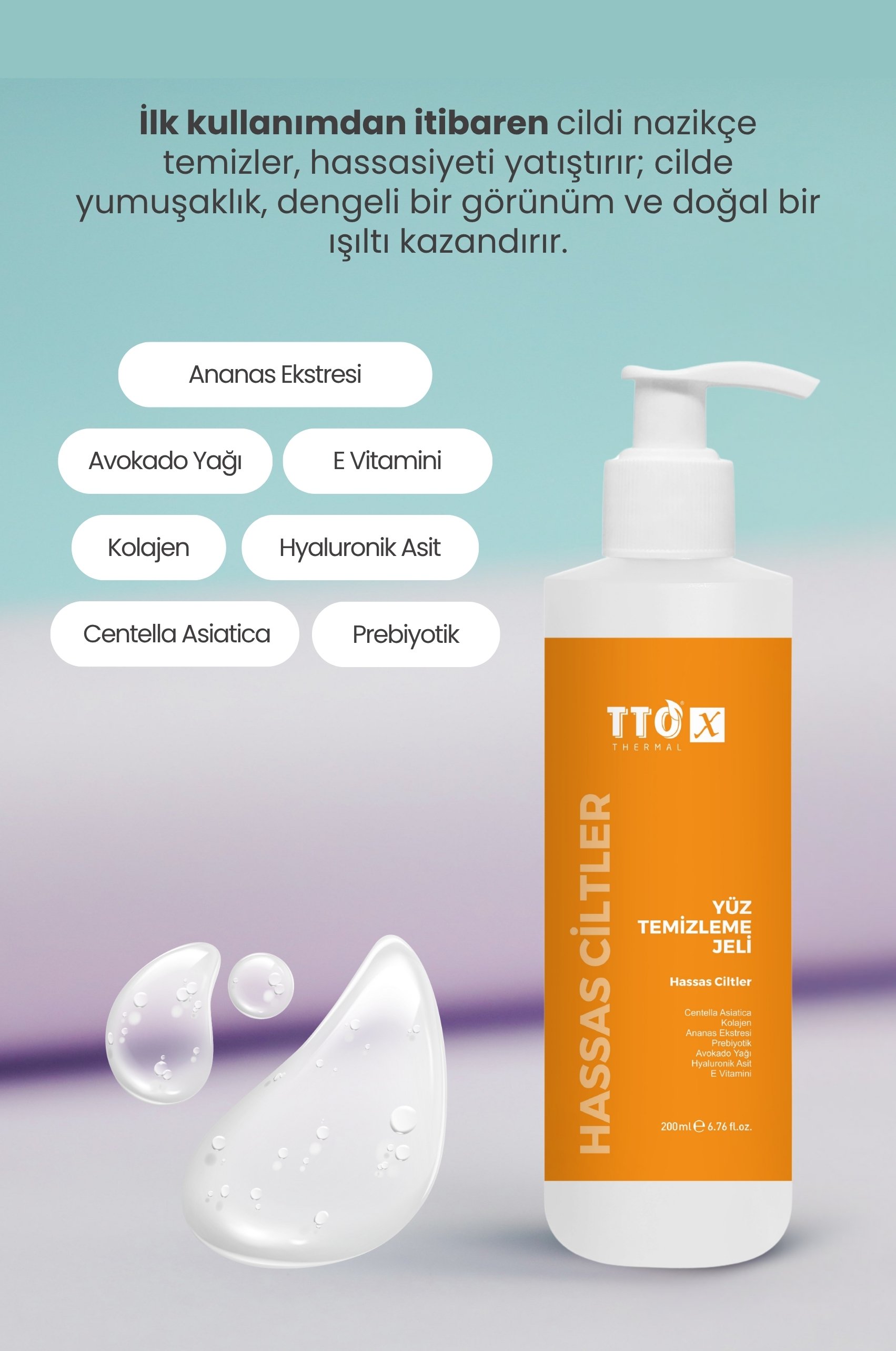 TTO-X Yüz Temizleme Jeli – Hassas Ciltler 200 ml