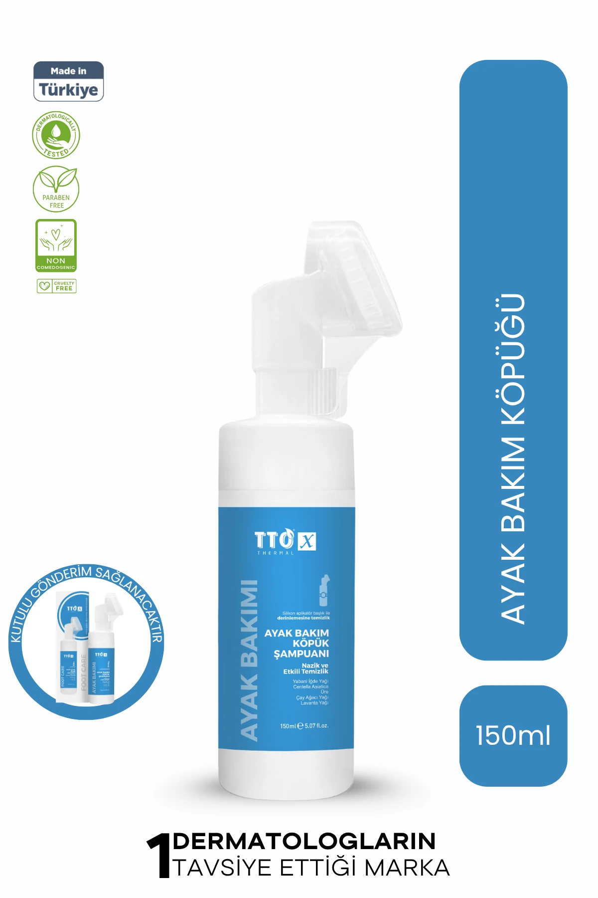 TTO-X Ayak Bakım Köpük Şampuanı 150 ml – Arındırıcı, Ferahlatıcı ve Antibakteriyel Ayak Bakımı
