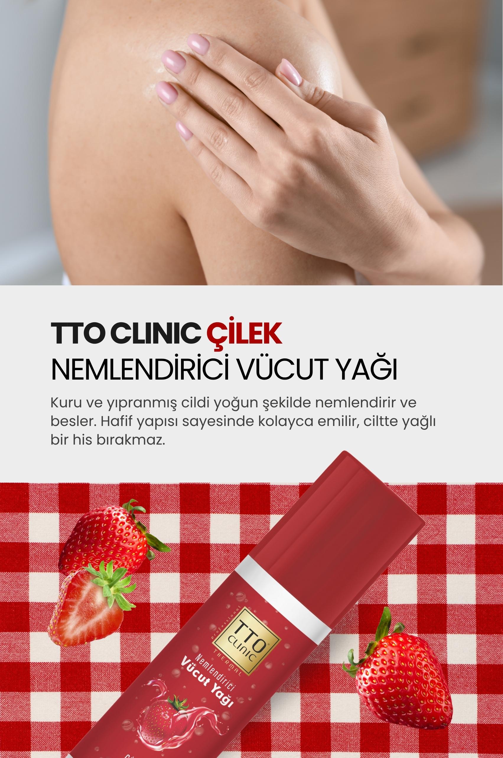 TTO Clınıc Vücut Yağı Çilek 200 ml  ( Çay Ağacı Yağı / Tea Tree Oil )