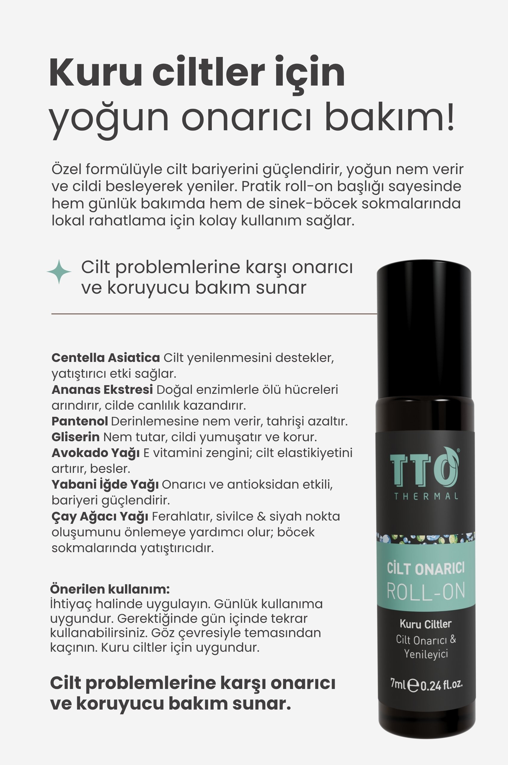 TTO Thermal Cilt Onarıcı Roll -On (Kuru Ciltler , Cilt Onarıcı & Yenileyici)