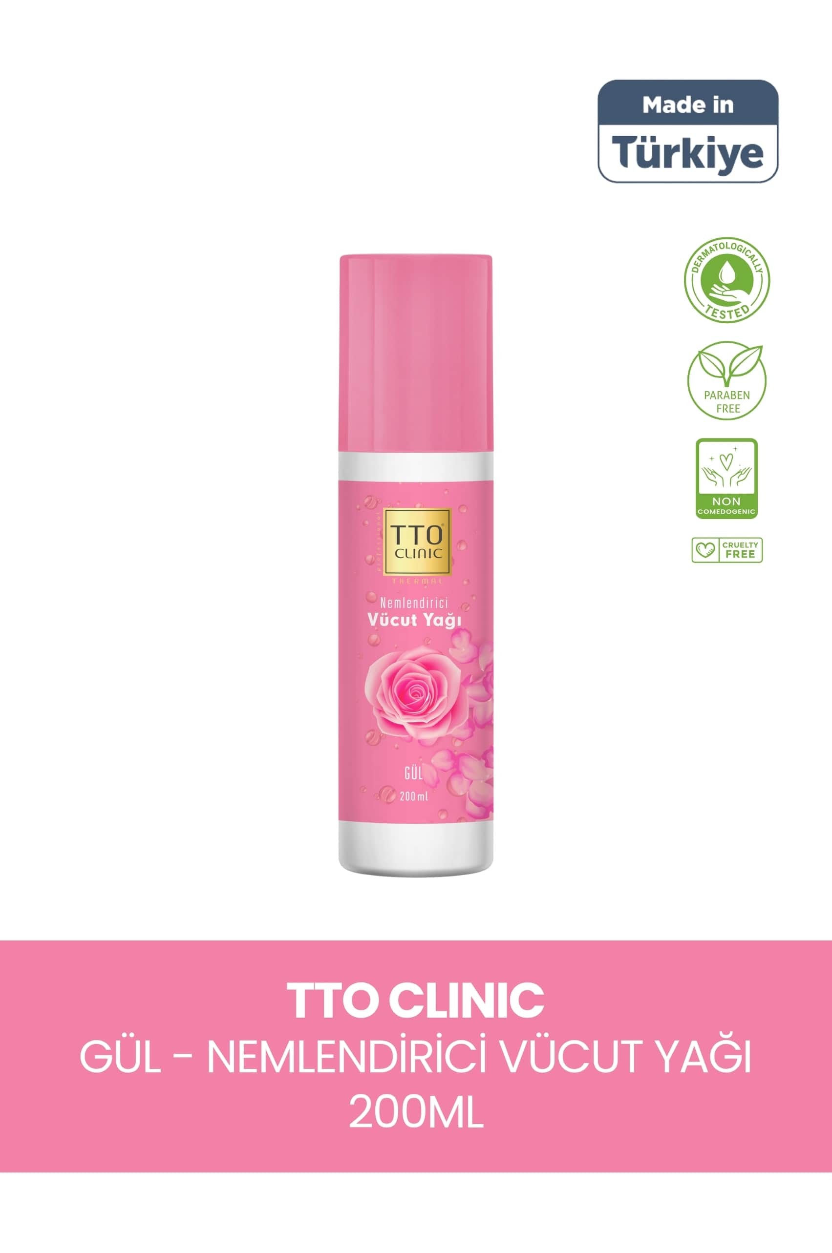 TTO Clinic Moisturizing Body Oil – Rose Scented Bath Oil 200 ml