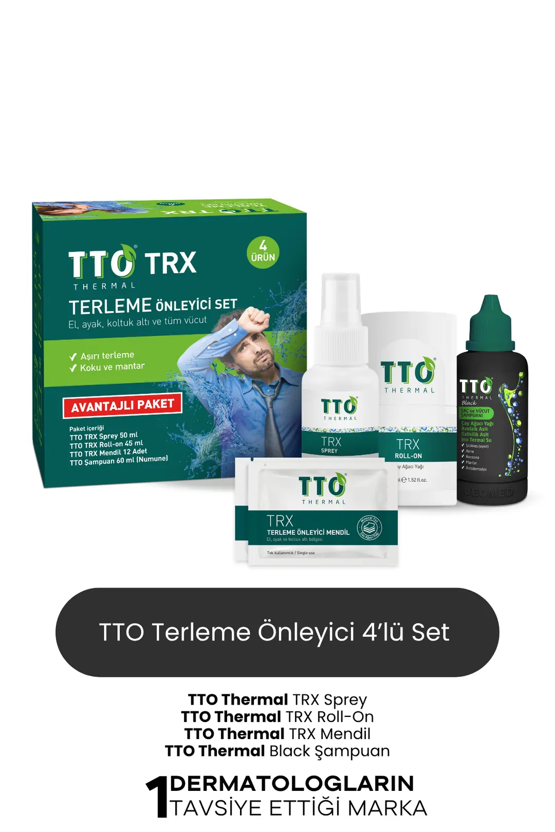 TERLEME ÖNLEYİCİ SET ( sprey roll-on mendil şampuan)