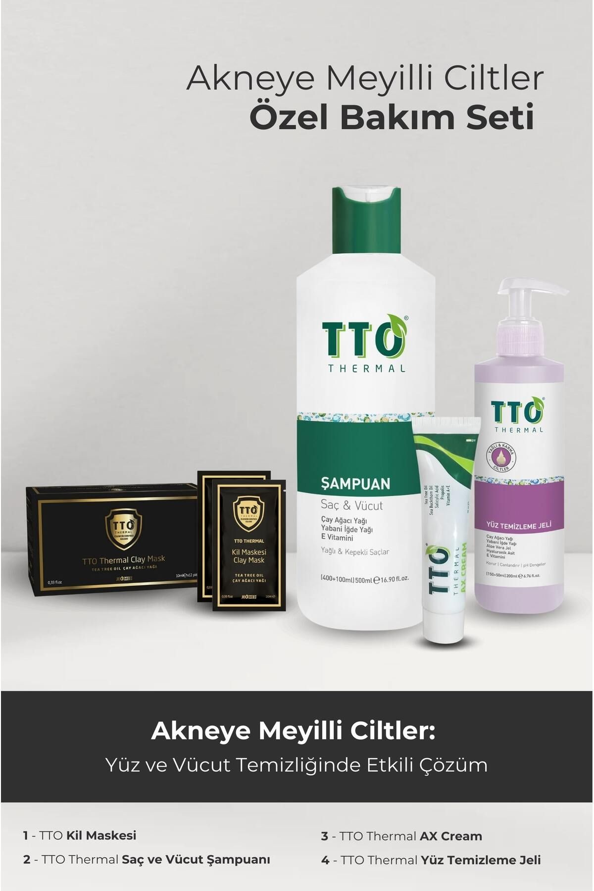 AKNEYE MEYİLLİ CİLTLERE PAKET (ÇAY AĞACI YAĞI / TEA TREE OIL)