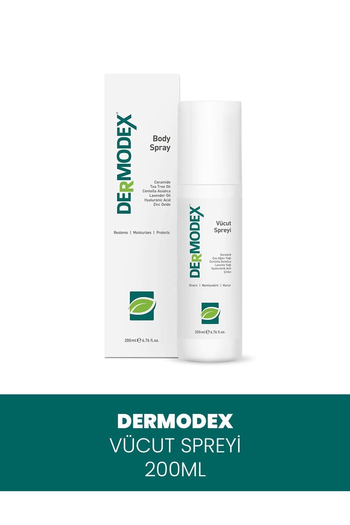 DERMODEX Vücut Spreyi 200ml Akne, Uyuz, Mantar, Bit ( Çay Ağacı Yağı, Salisilik Asit, Centelle )