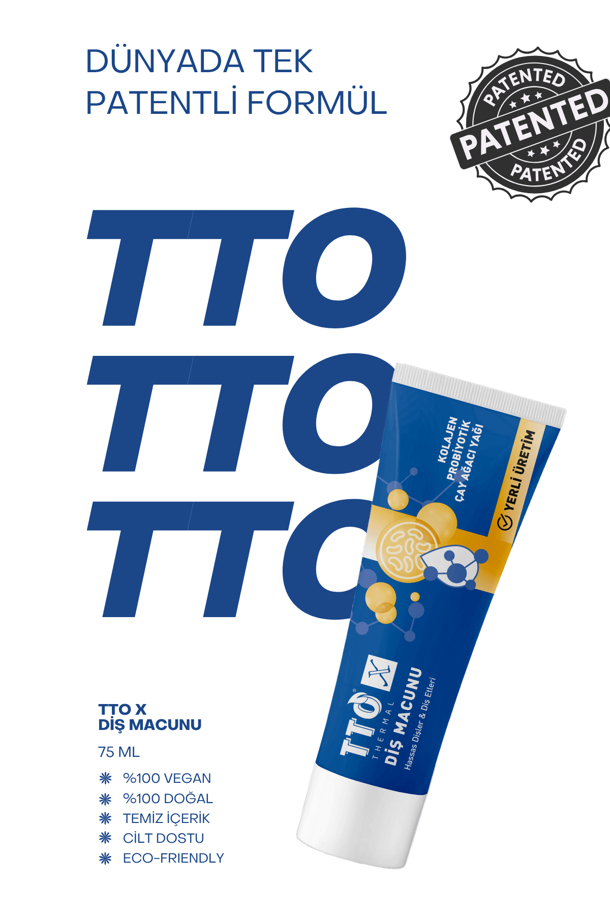 TTO X Probiyotik Diş Macunu – Kolajen & Çay Ağacı Yağlı, Hassas Dişler