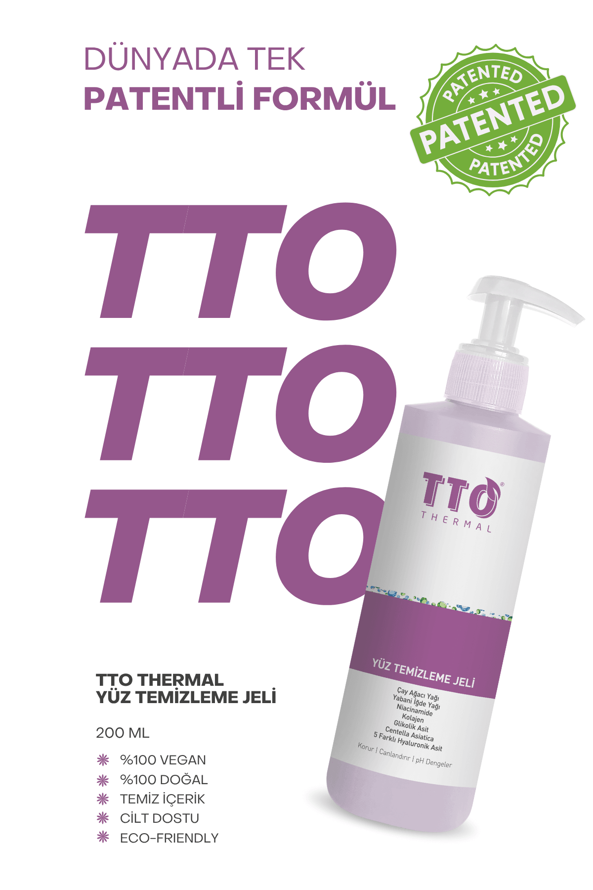 TTO Yüz Temizleme Jeli 200 ml Normal, Akneli, Rozalı Ciltlerde (Çay Ağacı Yağı / Tea Tree Oıl)