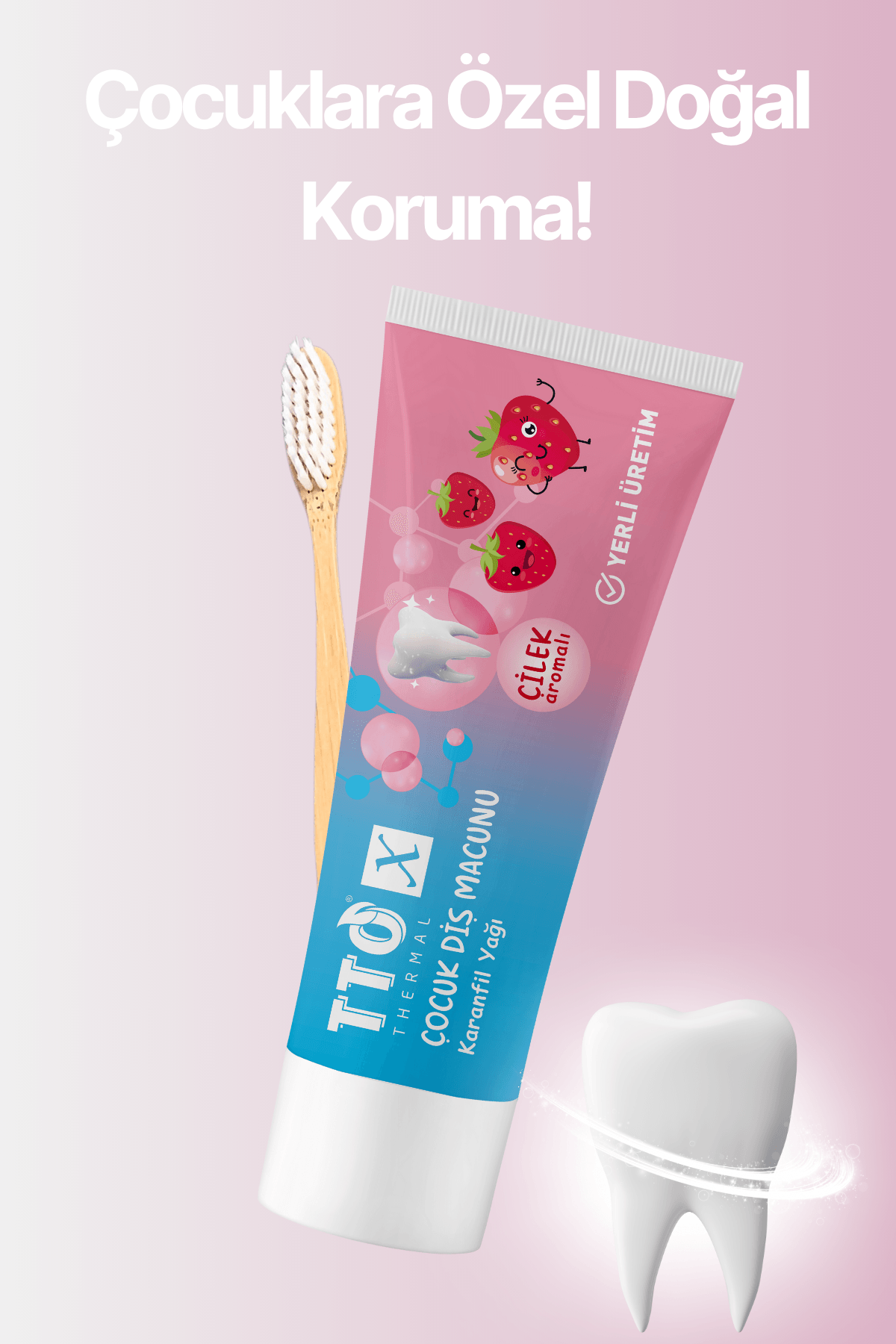 TTO-X Çocuk Diş Macunu Çilek Aromalı Karanfil Yağlı 50 ml