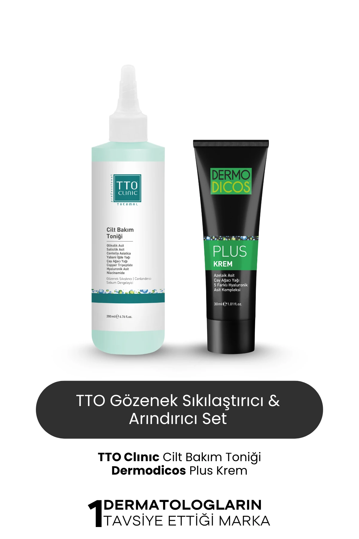 TTO Arındırıcı ve Gözenek Sıkılaştırıcı Set – Dermodicos Plus Krem & Centella Tonik