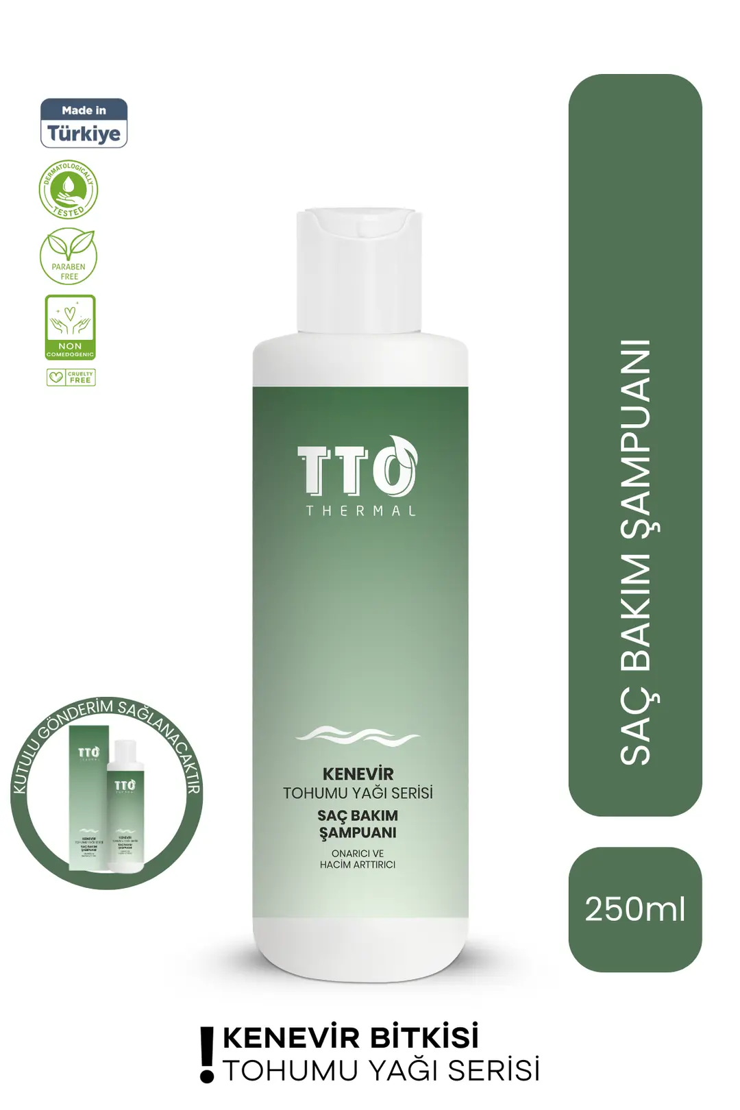 TTO TERMAL KENEVİR TOHUMU YAĞI SAÇ BAKIM ŞAMPUANI 250ml