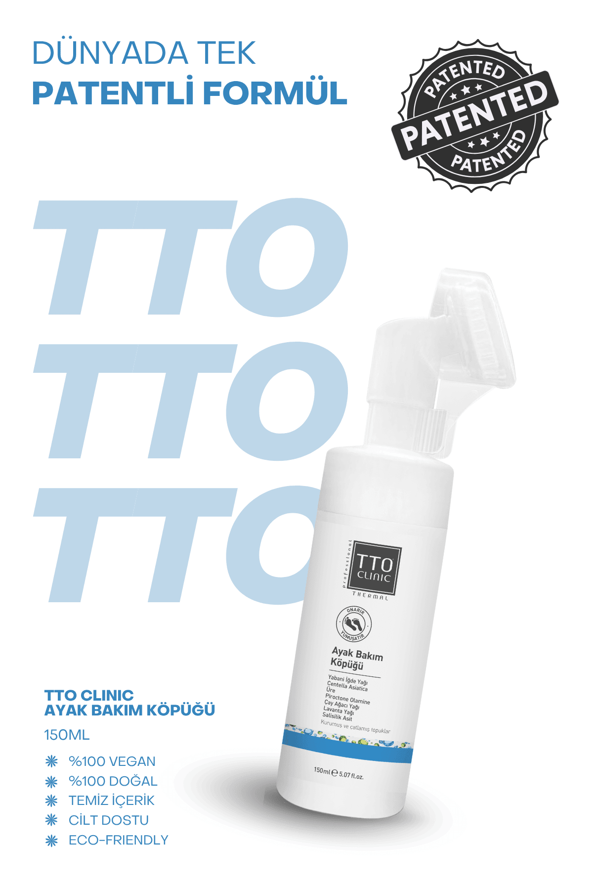TTO Ayak Bakım Köpüğü 150 ml – Nemlendirici & Ferahlatıcı Formül