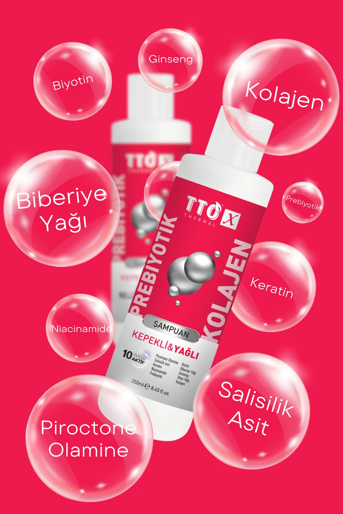 TTO-X Prebiyotik & Kolajen Kepekli ve Yağlı Saçlar Şampuan 250ml