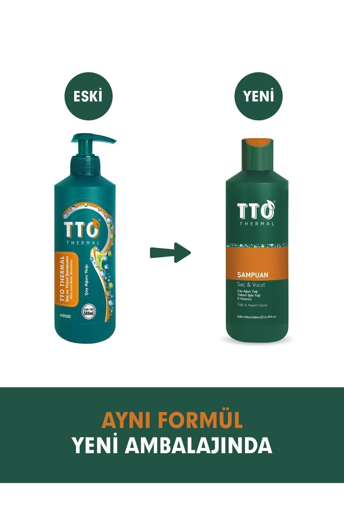 TTO Saç Ve Vücut Şampuanı 500 ml Yeşil Kepek Kaşıntı Pullanma (Çay Ağacı Yağı / Tea Tree Oıl)