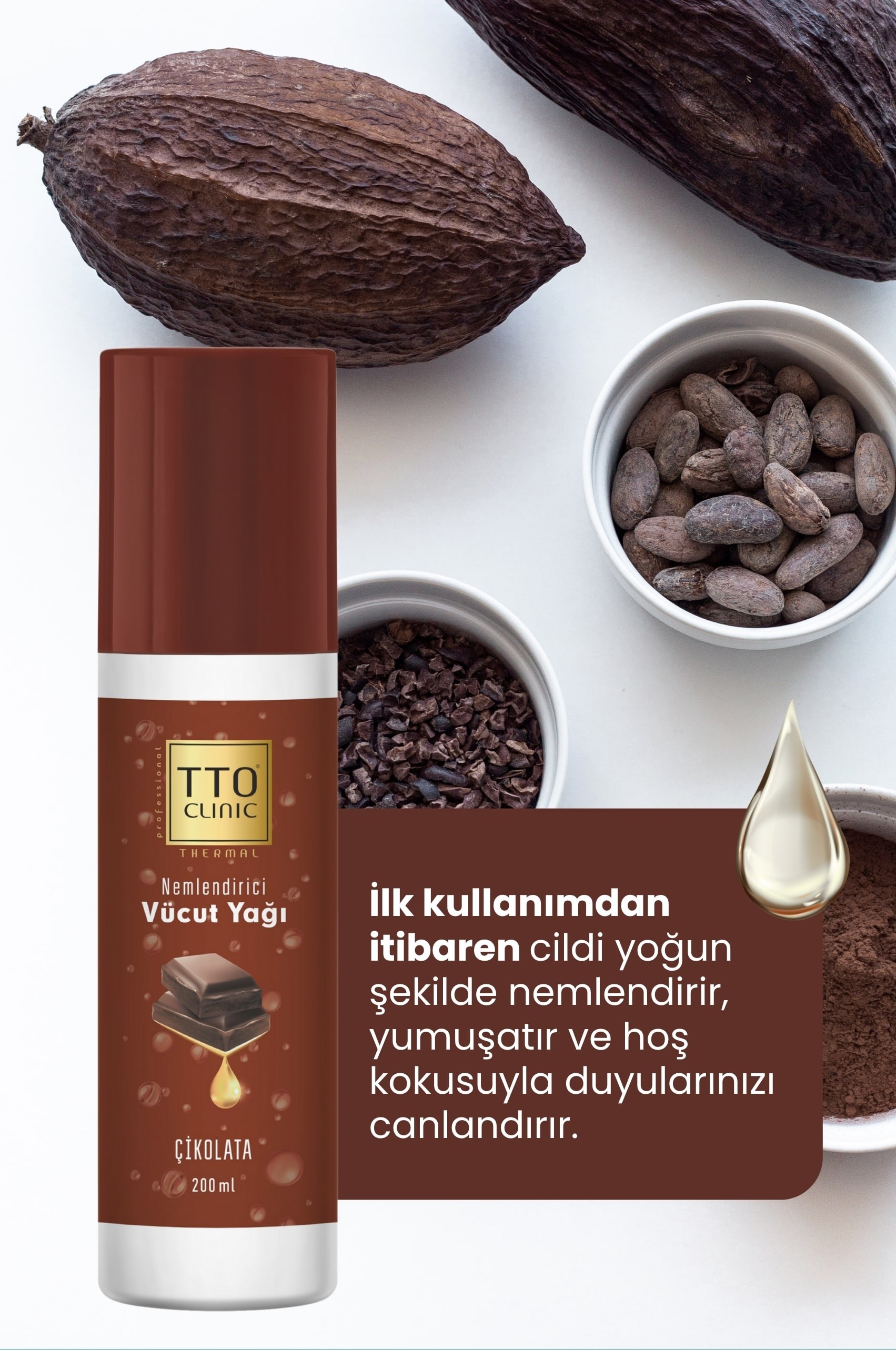 TTO Clinic Body Oil – Chocolate Scented 200 ml (Tea Tree Oil)