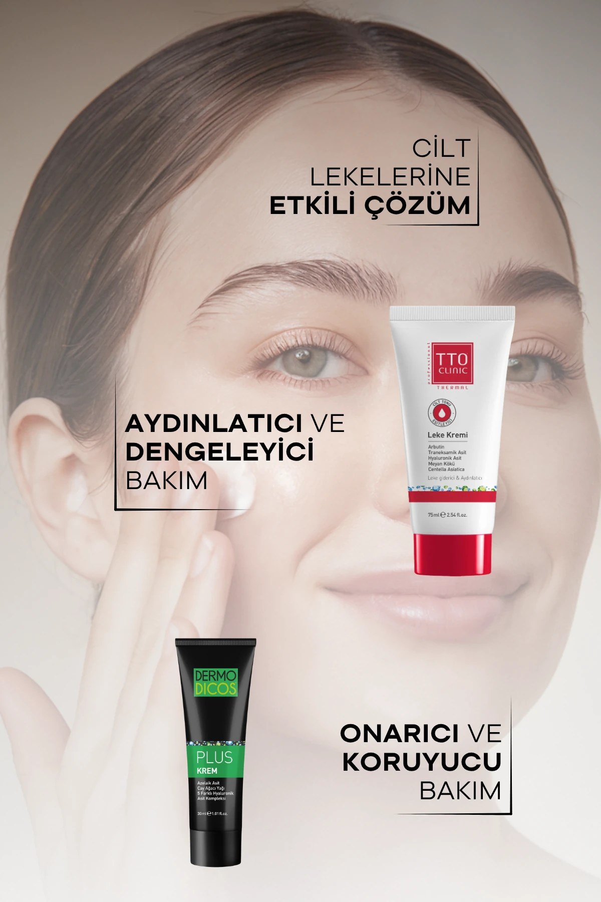 TTO Leke Kremi 75 ml + Dermodicos Plus Krem 30 ml – Cilt Lekelerine Karşı Onarıcı ve Dengeleyici Set