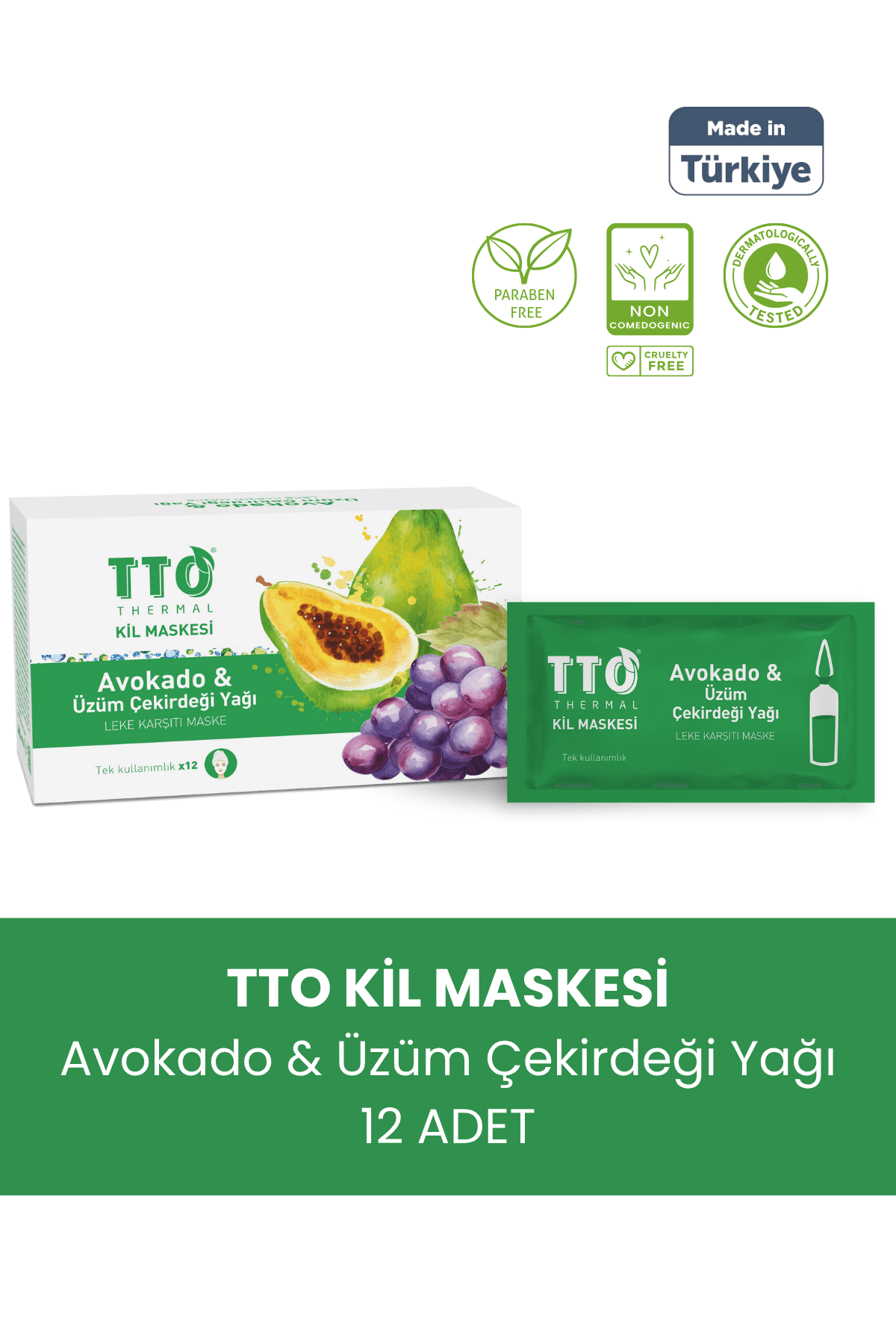TTO THERMAL Avokado ve Üzüm Çekirdeği Yağ İçeren Kil Maskesi