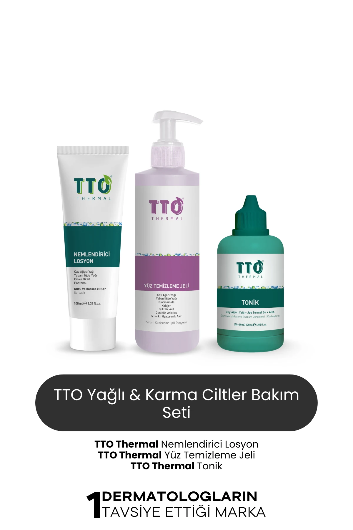 TTO CİLT BAKIM SETİ - 2 (TTO Thermal Yüz Temizleme Jeli -Cilt toniği-TTO Nemlendirici Losyon )