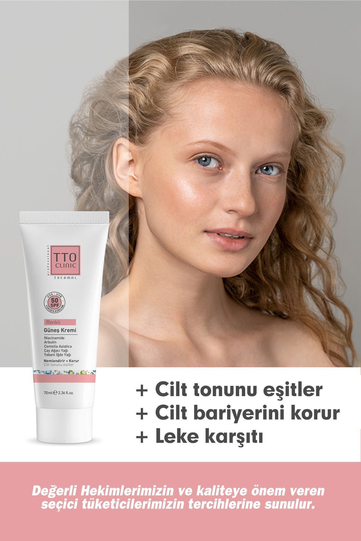 TTO CLINIC Renkli Güneş Koruyucu Krem 50 SPF 70 ML