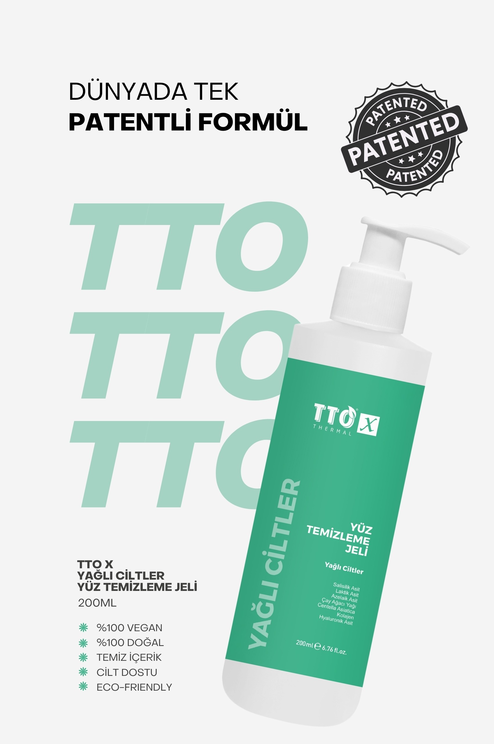 TTO-X Yüz Temizleme Jeli – Yağlı Ciltler 200 ml