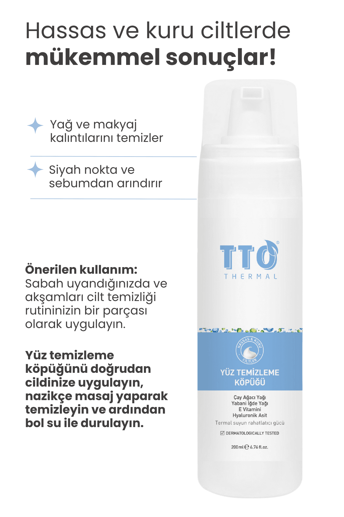 TTO Yüz Temizleme Köpüğü 200 ml (Çay Ağacı Yağı / Tea Tree Oil )