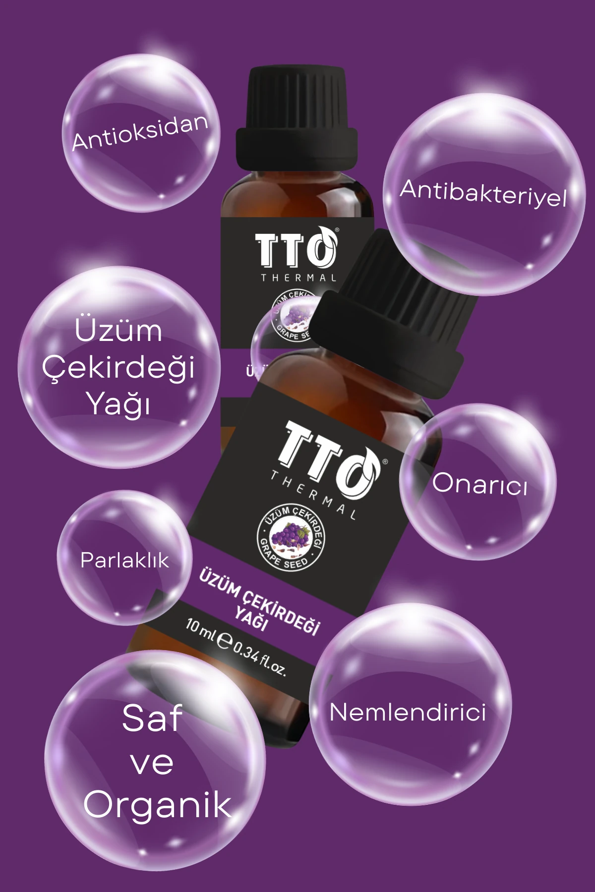TTO Thermal Üzüm Çekirdeği Yağı 10 ml – Antioksidan, Besleyici ve Yenileyici Doğal Cilt Bakım Yağı