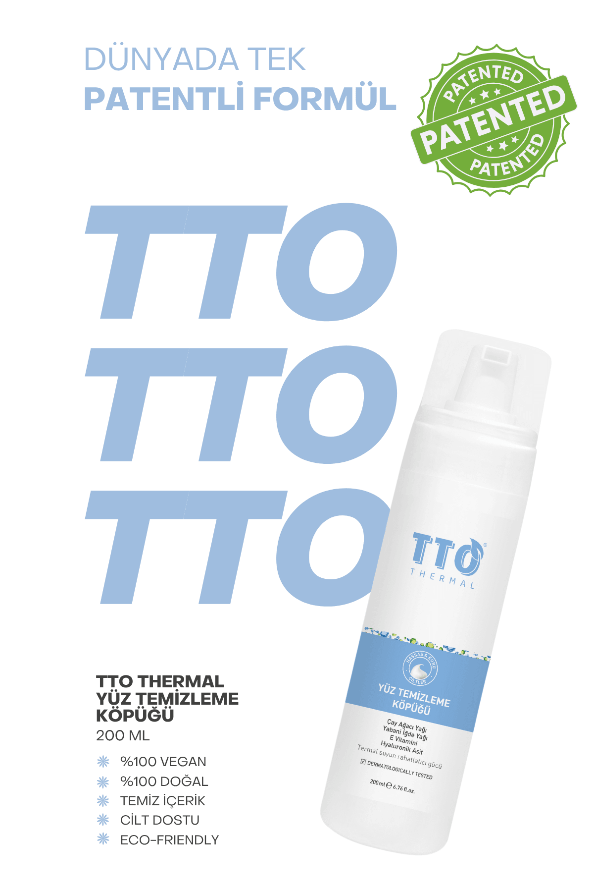 TTO Yüz Temizleme Köpüğü 200 ml (Çay Ağacı Yağı / Tea Tree Oil )