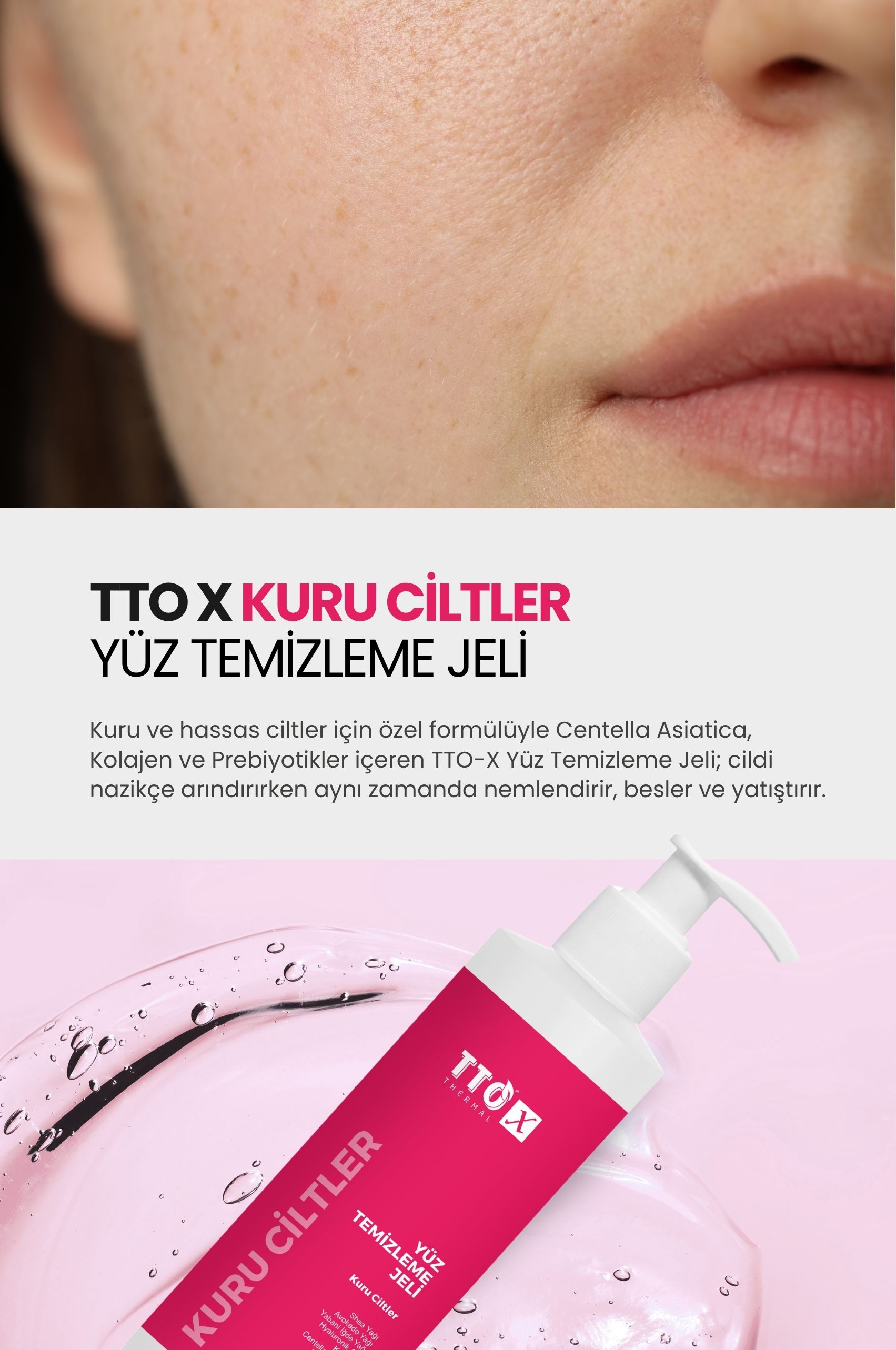 TTO-X Yüz Temizleme Jeli – Kuru Ciltler 200 ml
