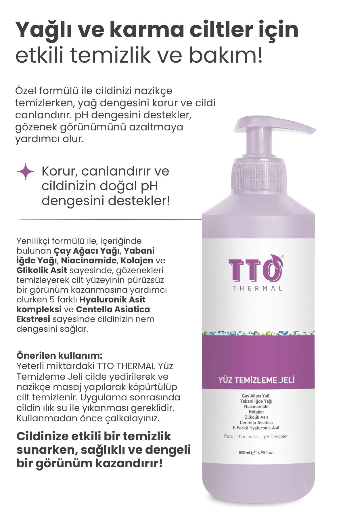 TTO Yüz Temizleme Jeli 500 Ml (çay Ağacı Yağı / Tea Tree Oıl)